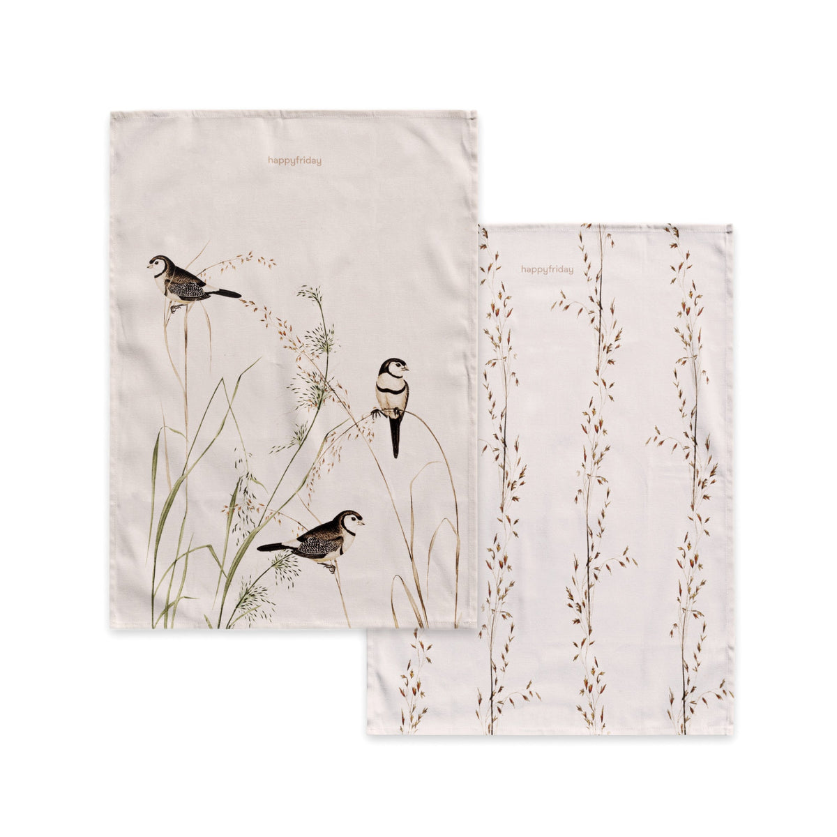 Happy Birds Tea Towel (Set of 2) - Multicoloured