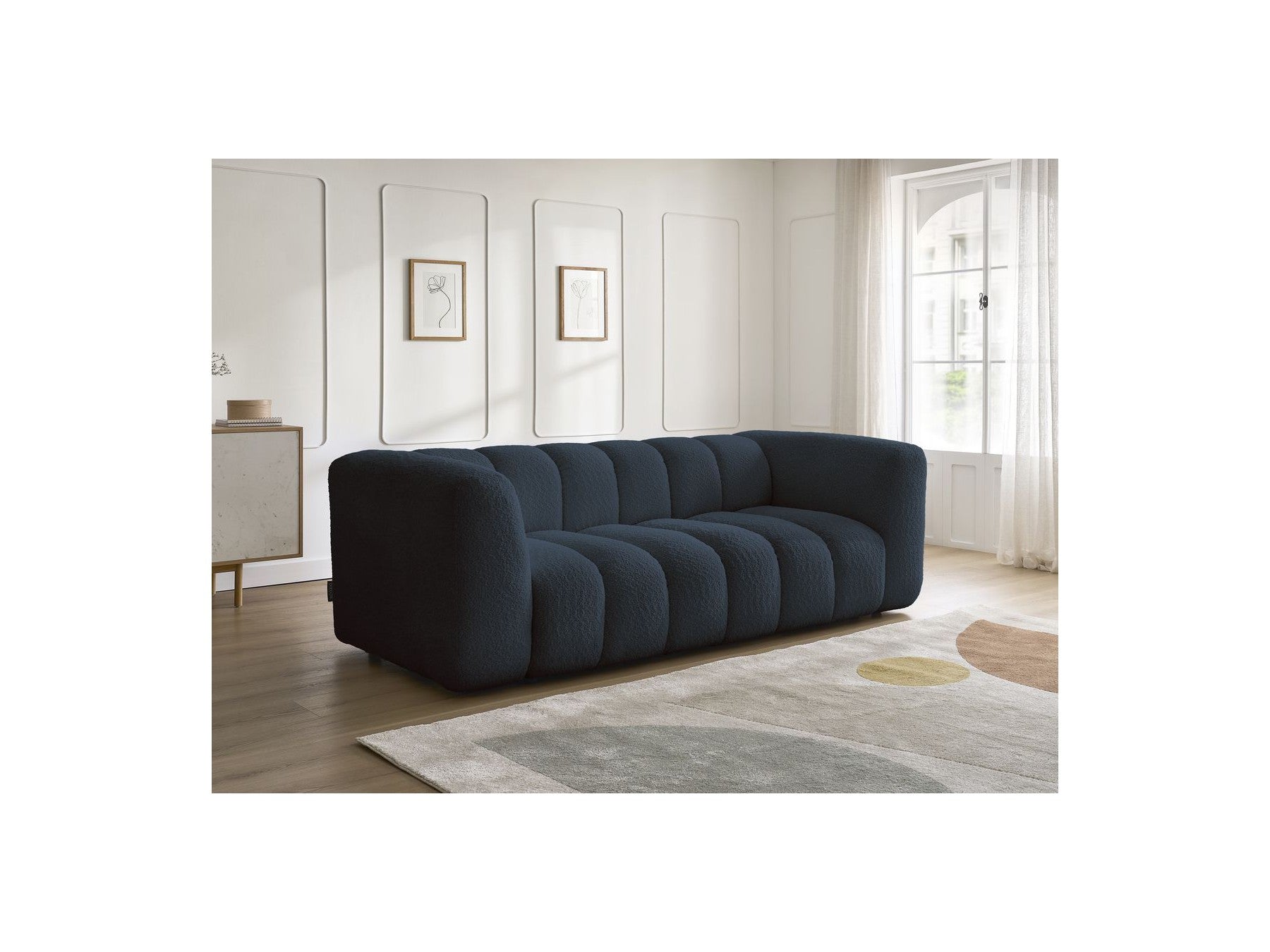 Talia - Fixed Straight 3-Seater Sofa - Bouclé Fabric