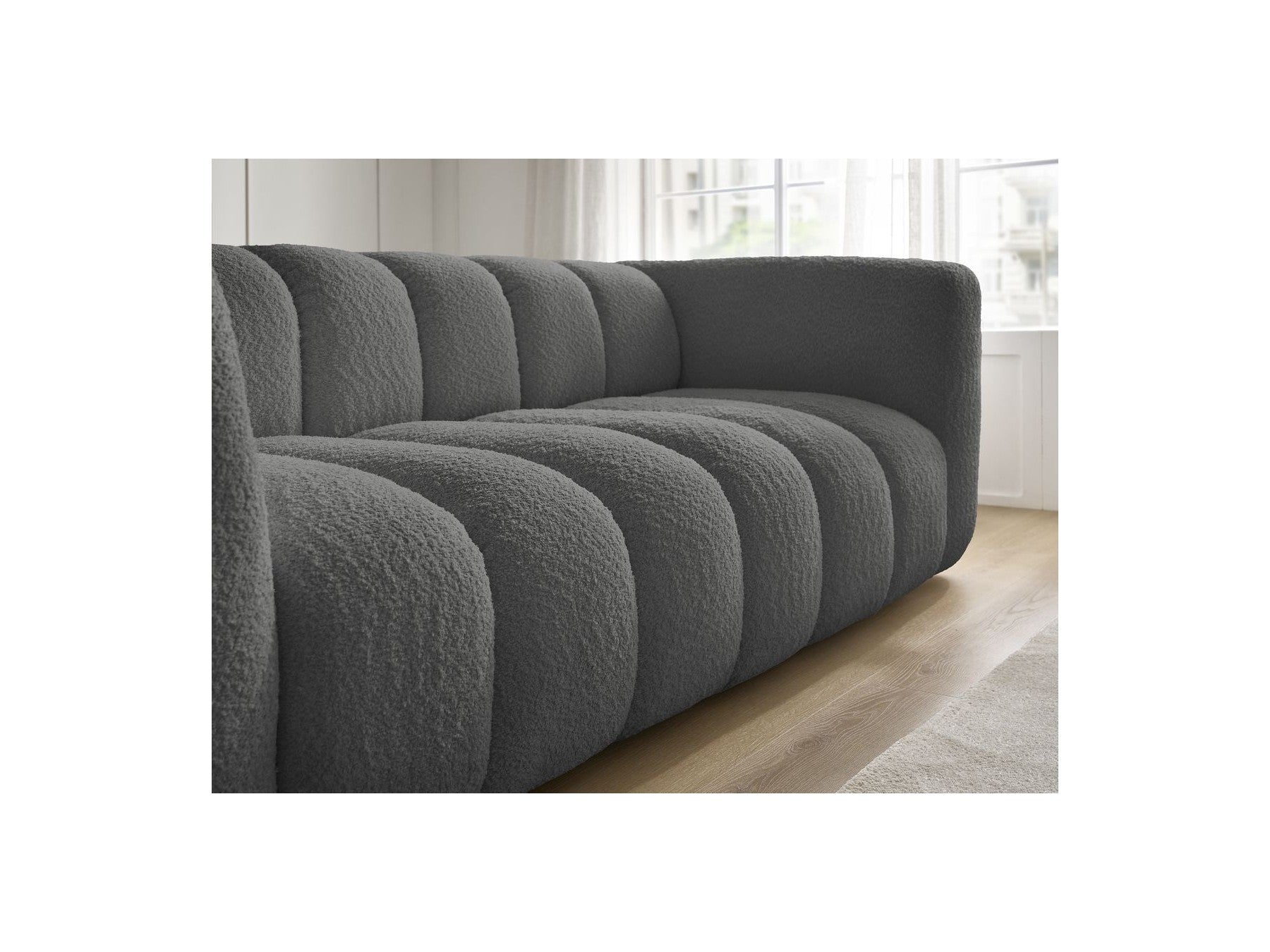 Talia - Fixed Straight 3-Seater Sofa - Bouclé Fabric