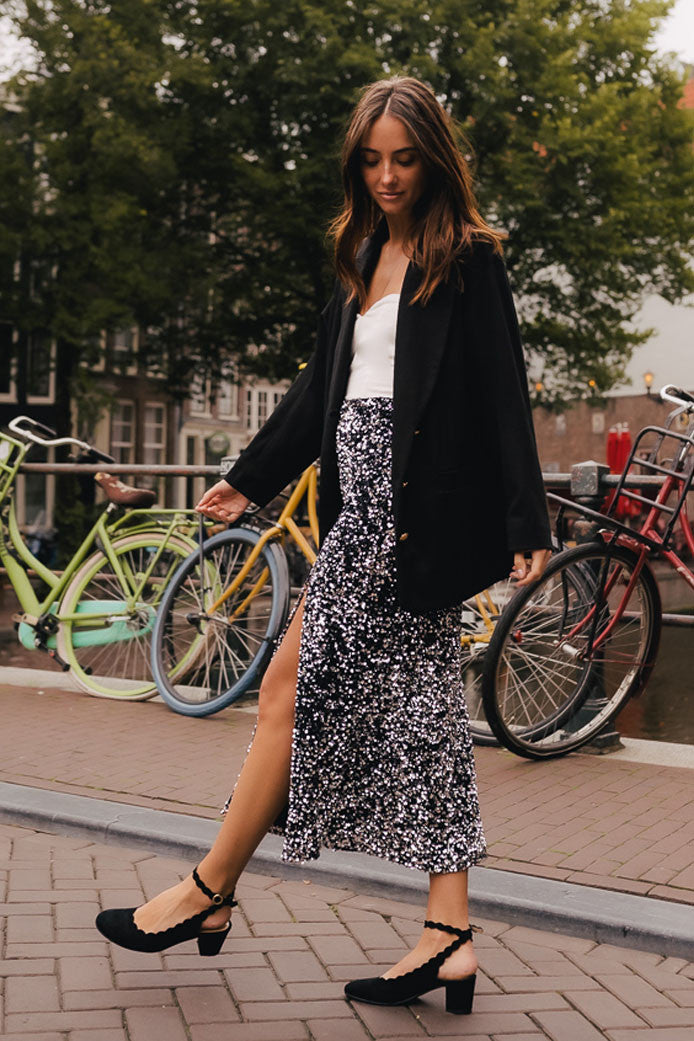 Léana Silver Sequin Skirt