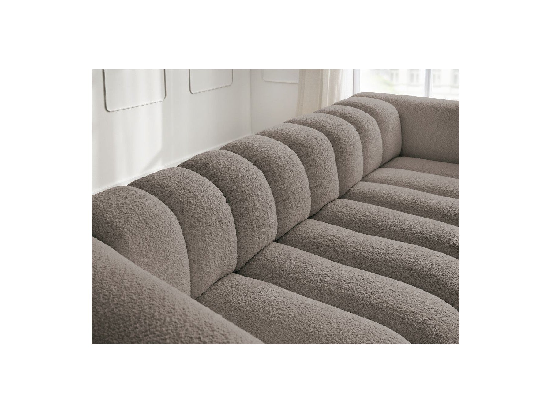 Talia - Fixed Straight 3-Seater Sofa - Bouclé Fabric