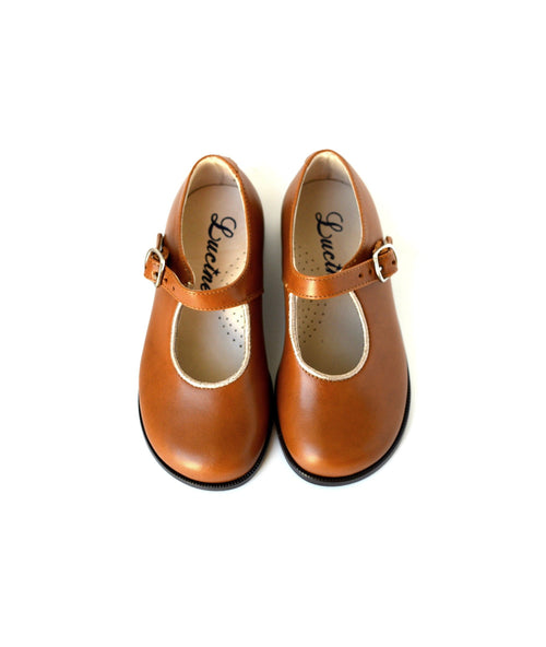 Louise Girls' Resistant Shoes With Buckle - Camel Gold Leather - Girls