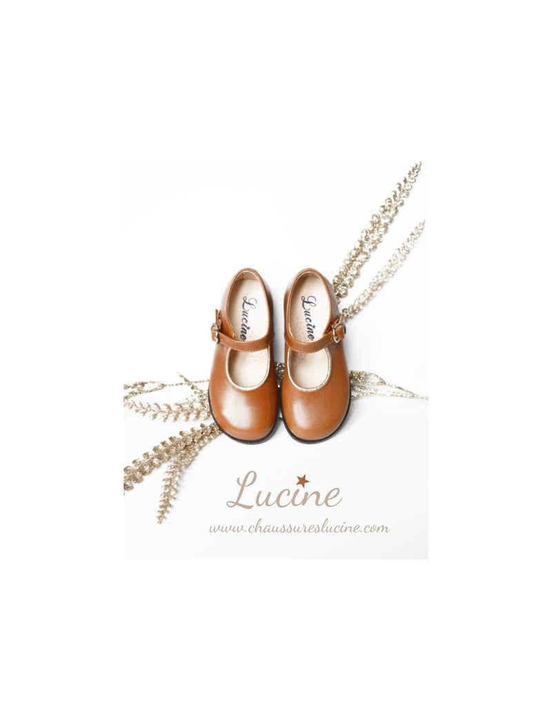 Chaussures Louise Resistantes Fille À Boucle - Cuir Camel Or - Fille