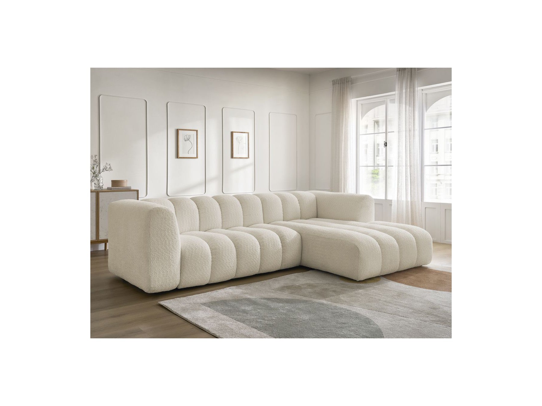 Talia - Fixed Corner Sofa - Bouclé Fabric - Right-Hand Corner