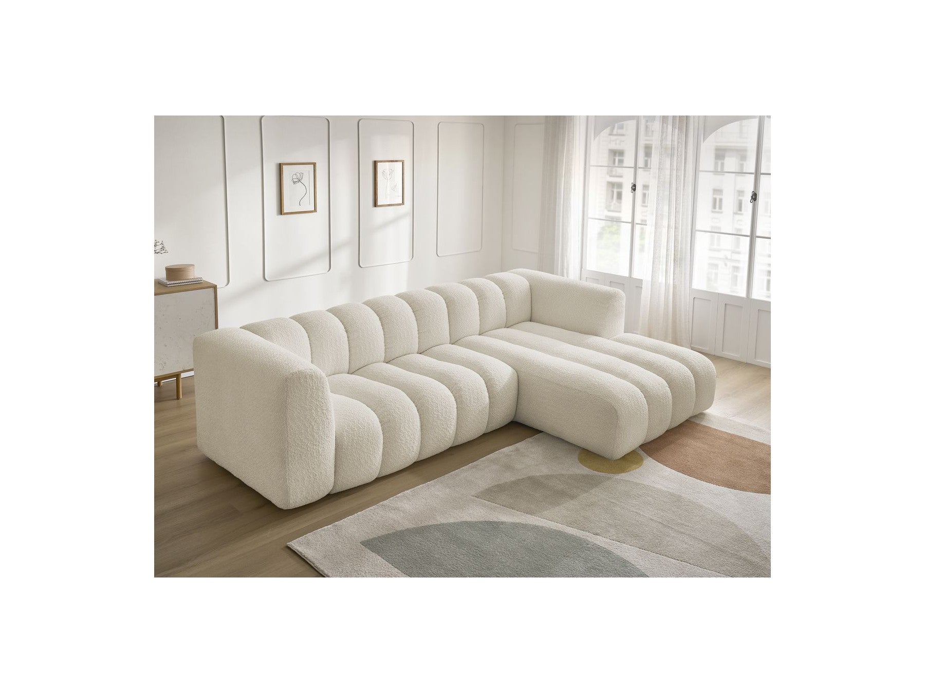 Talia - Fixed Corner Sofa - Bouclé Fabric - Right-Hand Corner