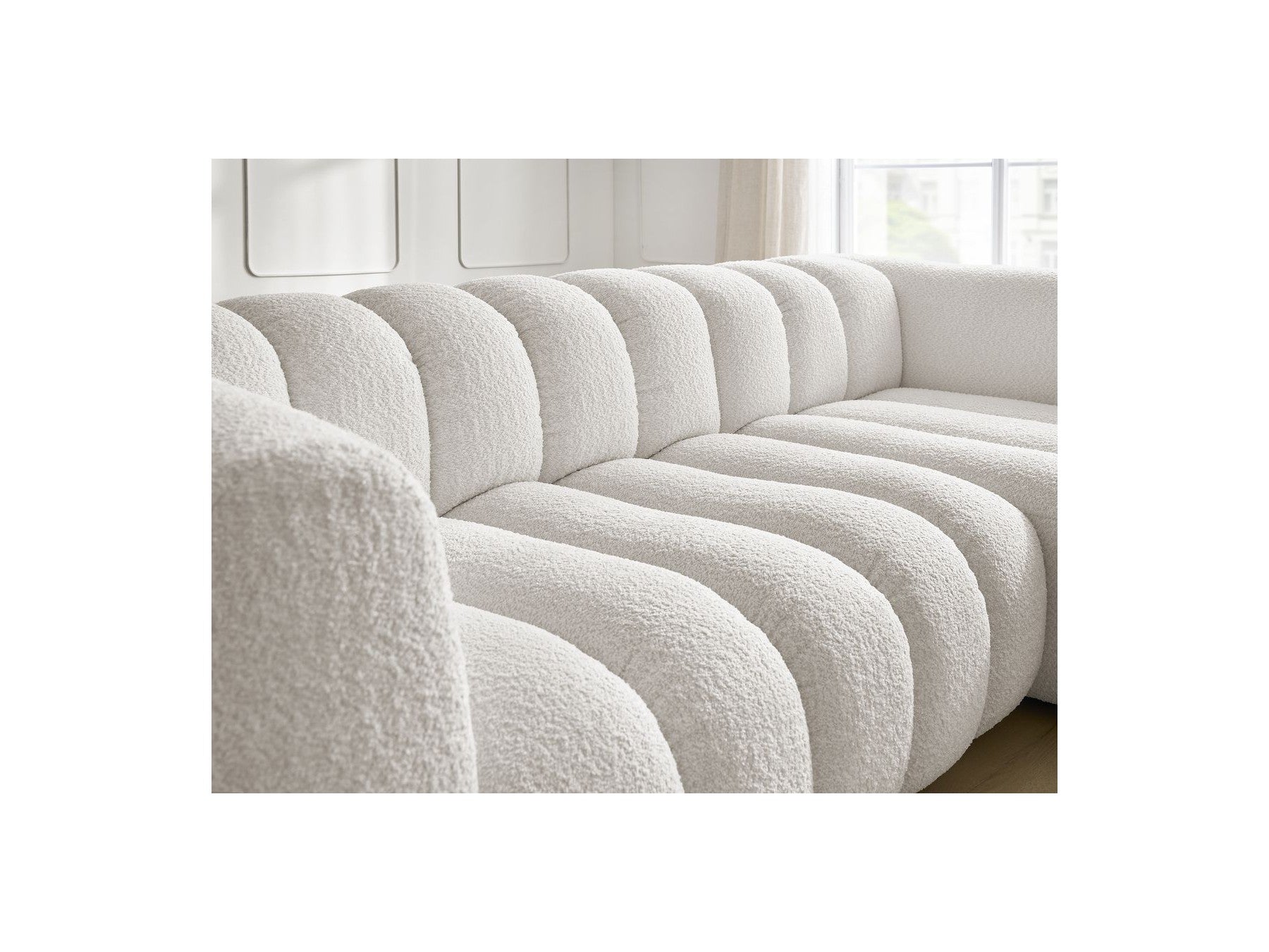 Talia - Fixed Corner Sofa - Bouclé Fabric - Right-Hand Corner
