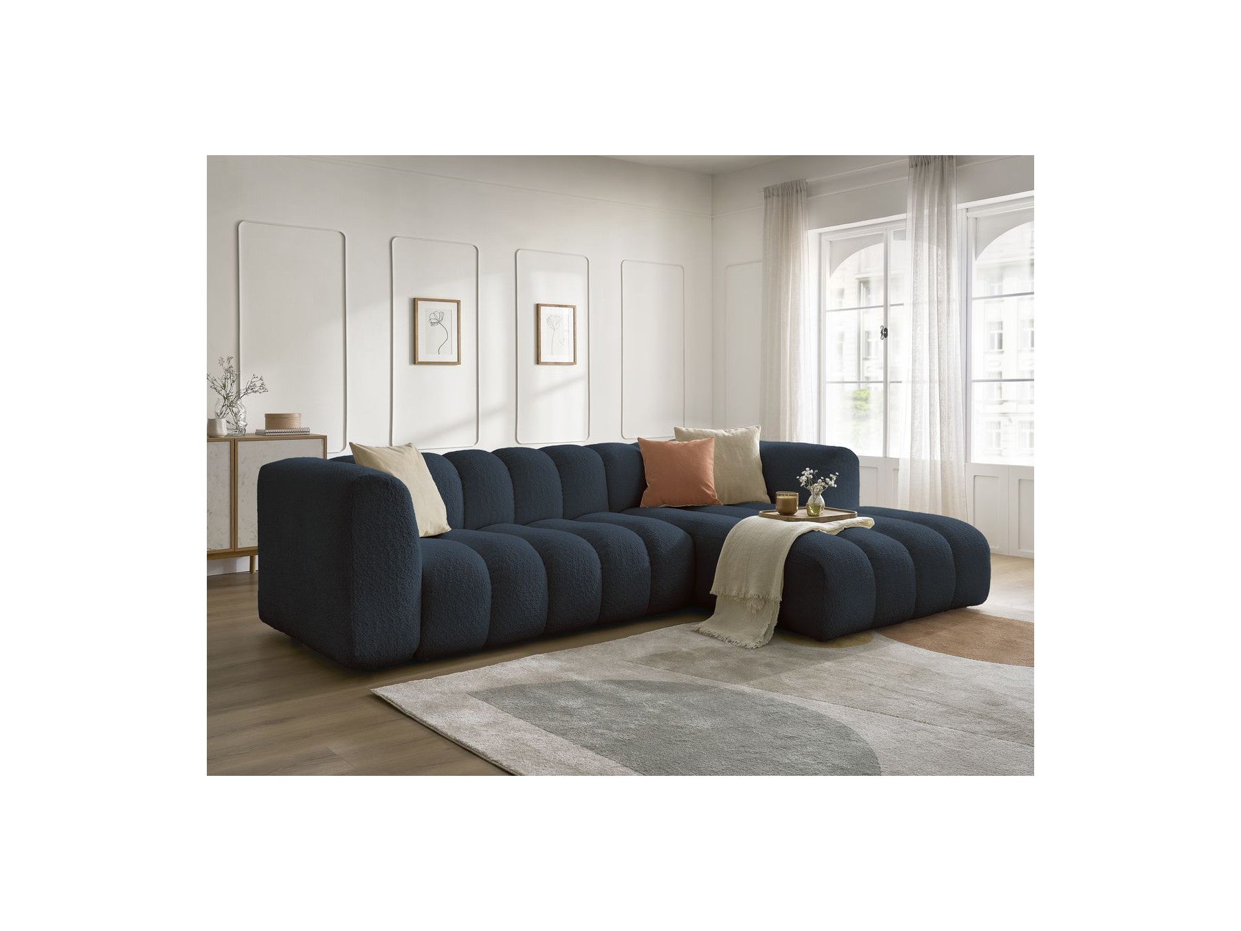 Talia - Fixed Corner Sofa - Bouclé Fabric - Right-Hand Corner