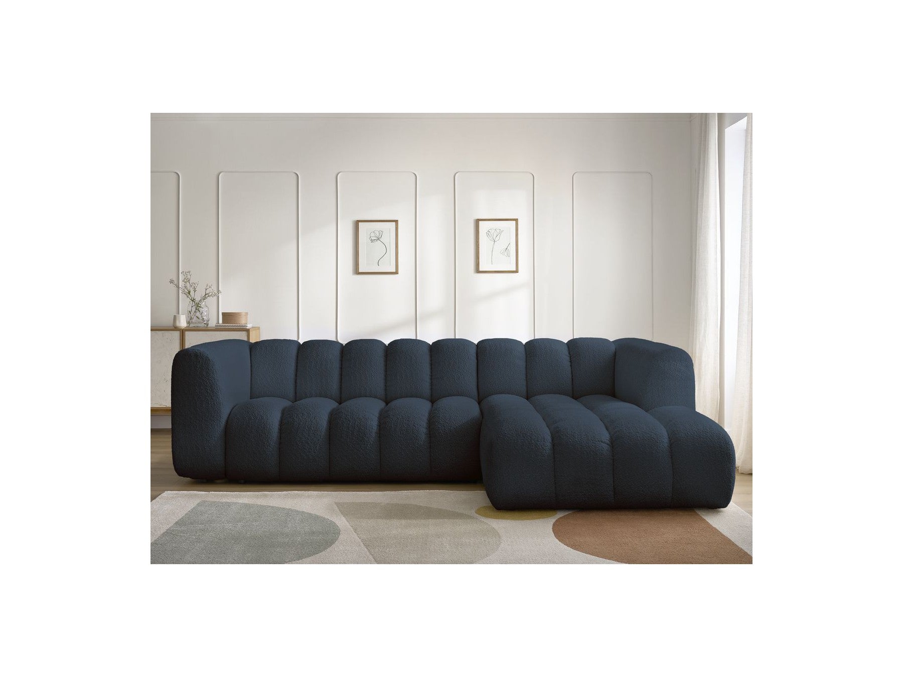 Talia - Fixed Corner Sofa - Bouclé Fabric - Right-Hand Corner