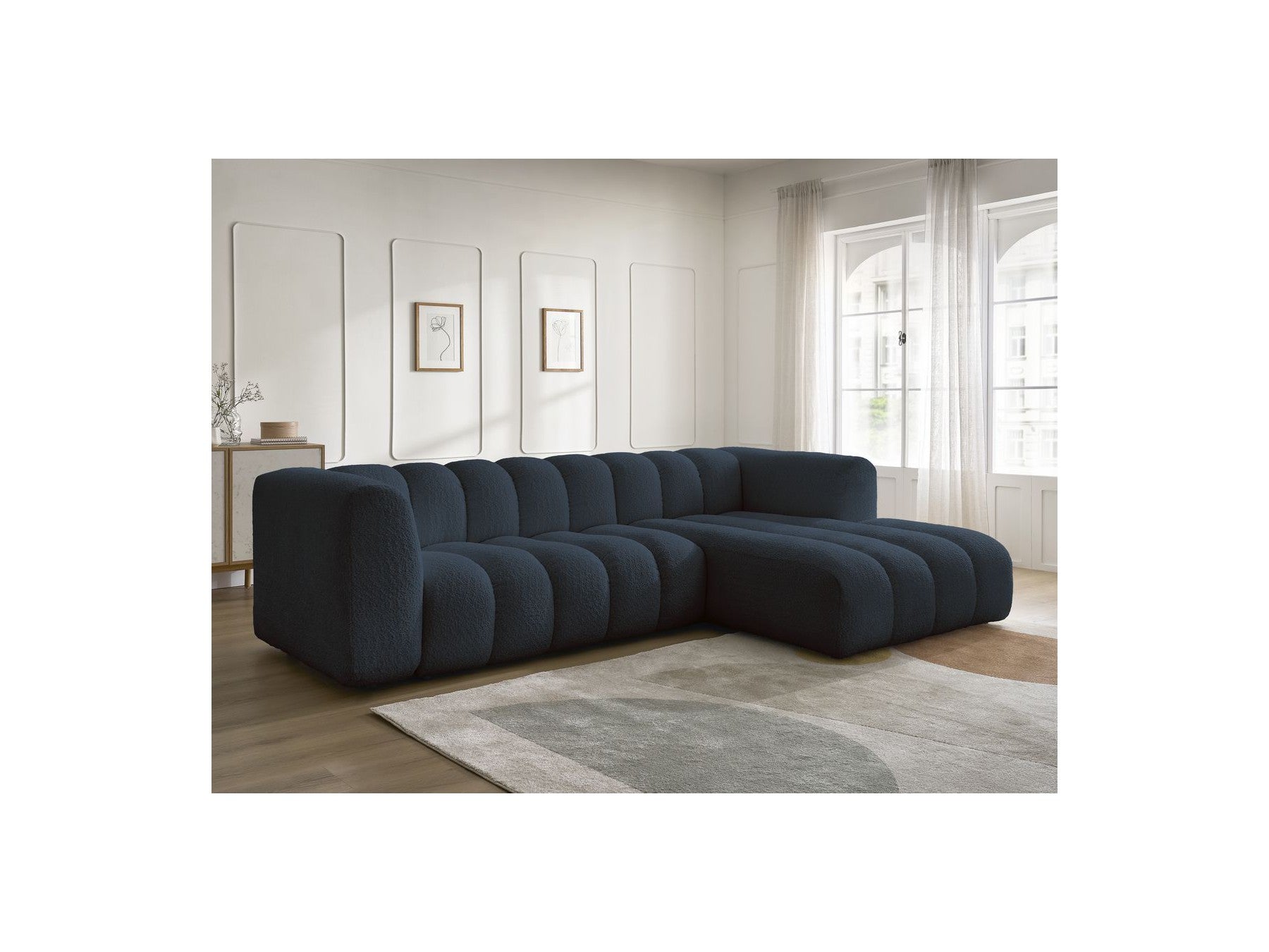 Talia - Fixed Corner Sofa - Bouclé Fabric - Right-Hand Corner