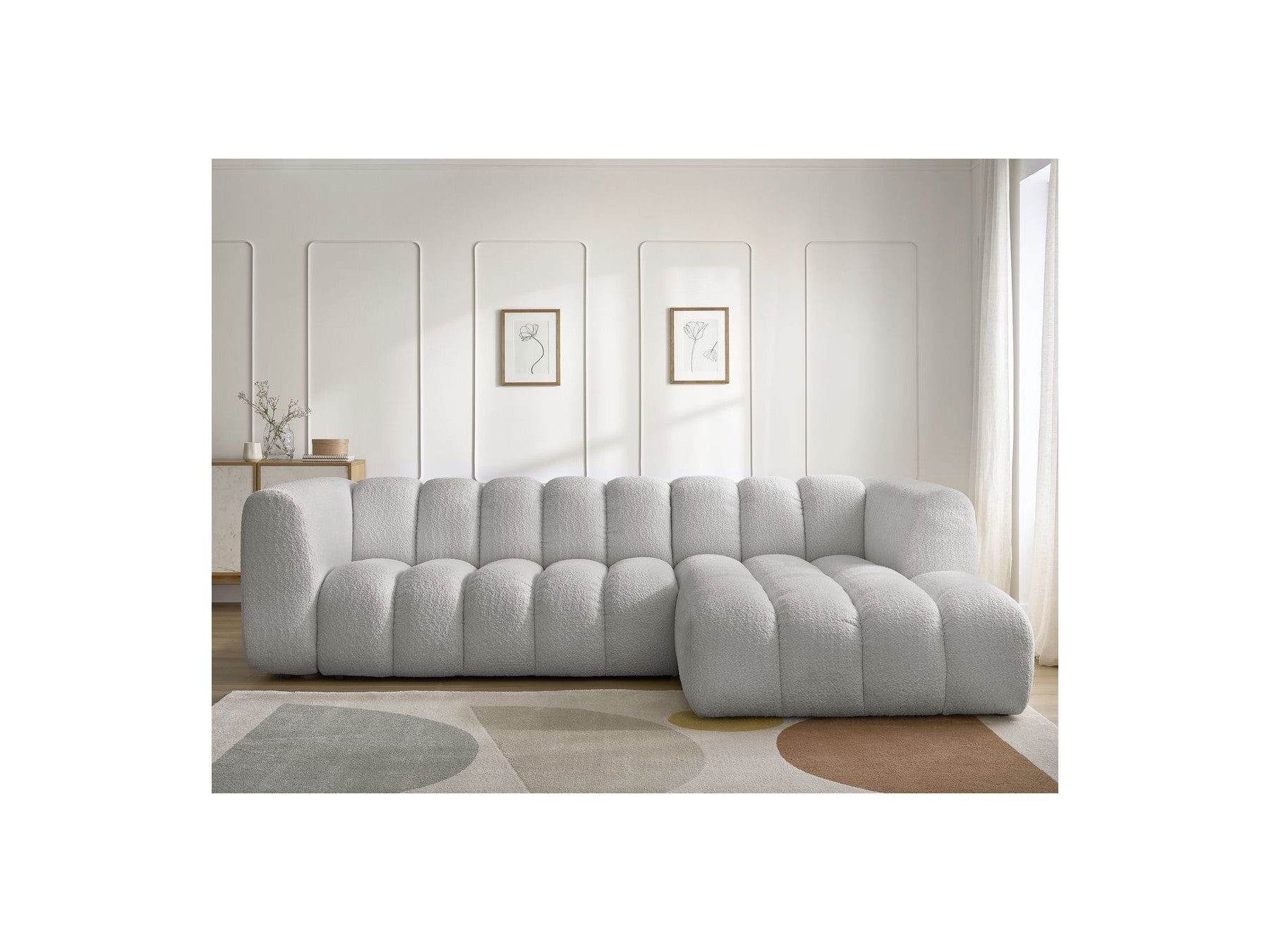 Talia - Fixed Corner Sofa - Bouclé Fabric - Right-Hand Corner