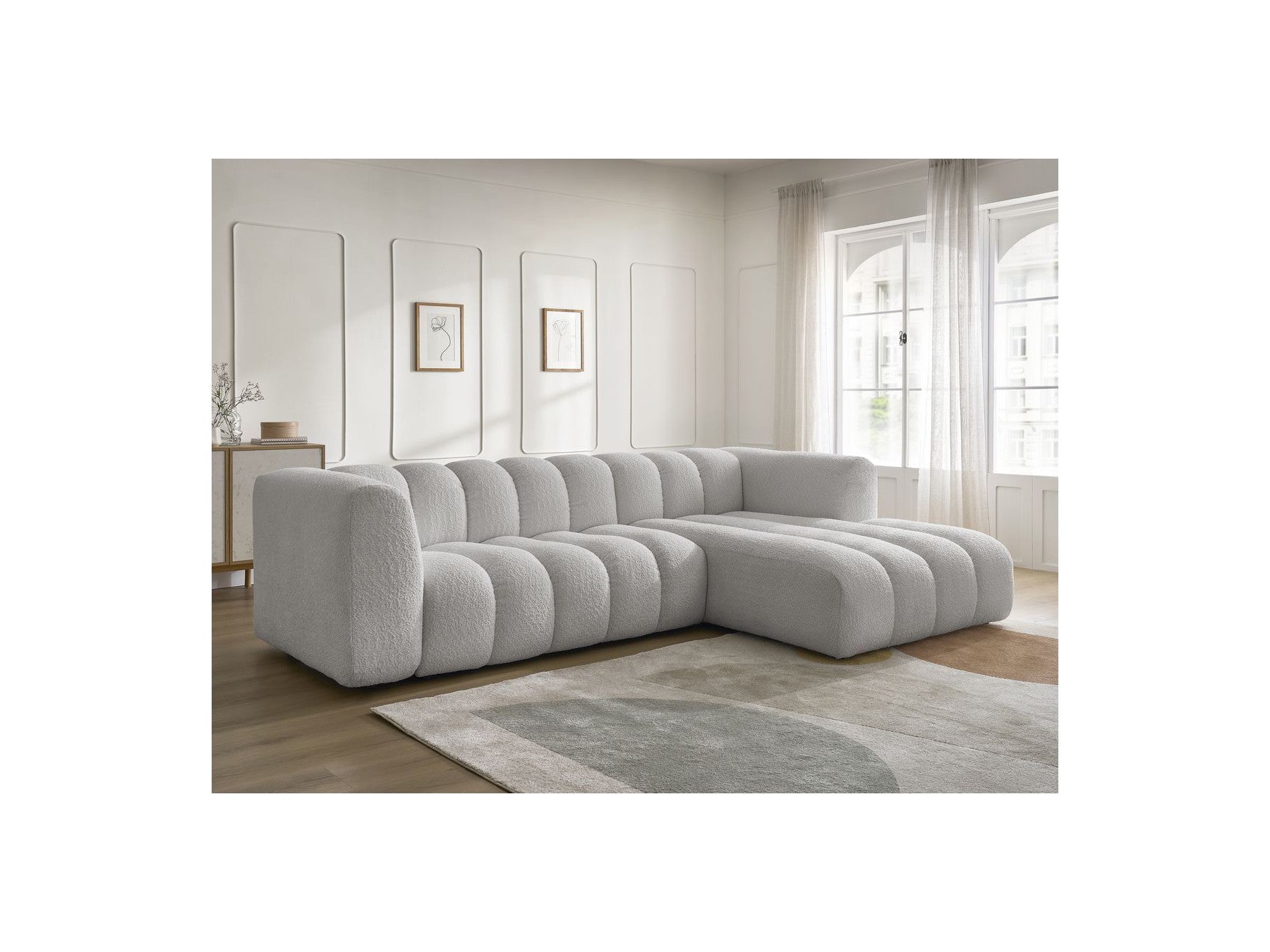 Talia - Fixed Corner Sofa - Bouclé Fabric - Right-Hand Corner