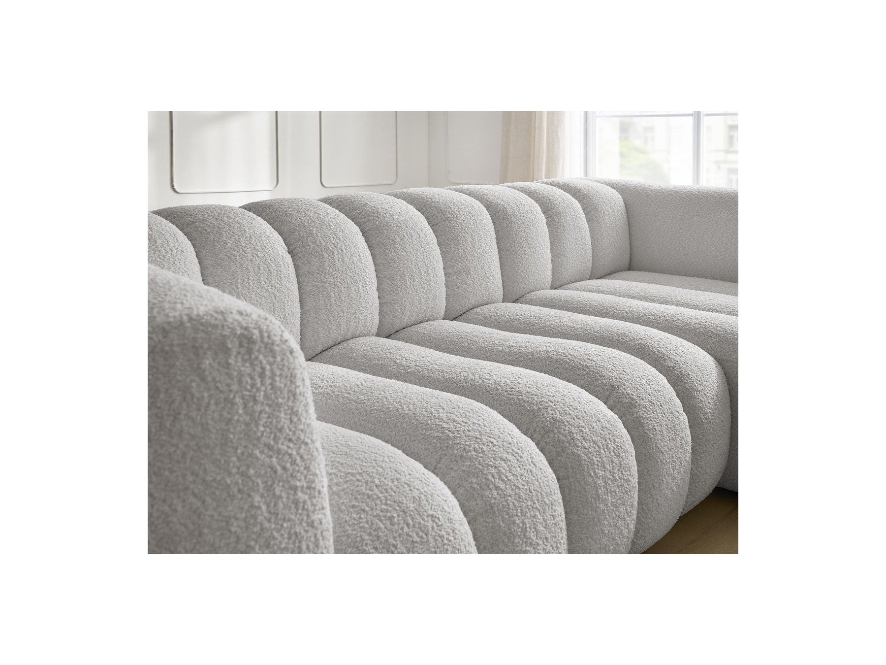 Talia - Fixed Corner Sofa - Bouclé Fabric - Right-Hand Corner