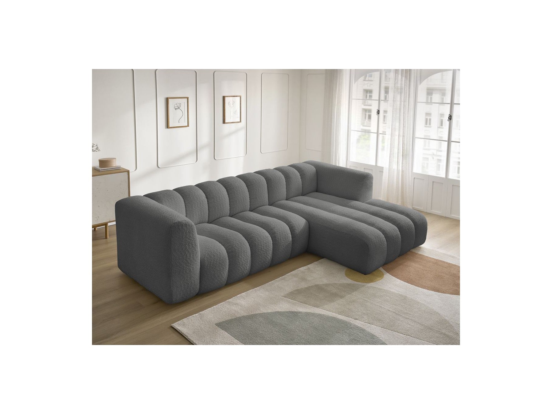 Talia - Fixed Corner Sofa - Bouclé Fabric - Right-Hand Corner
