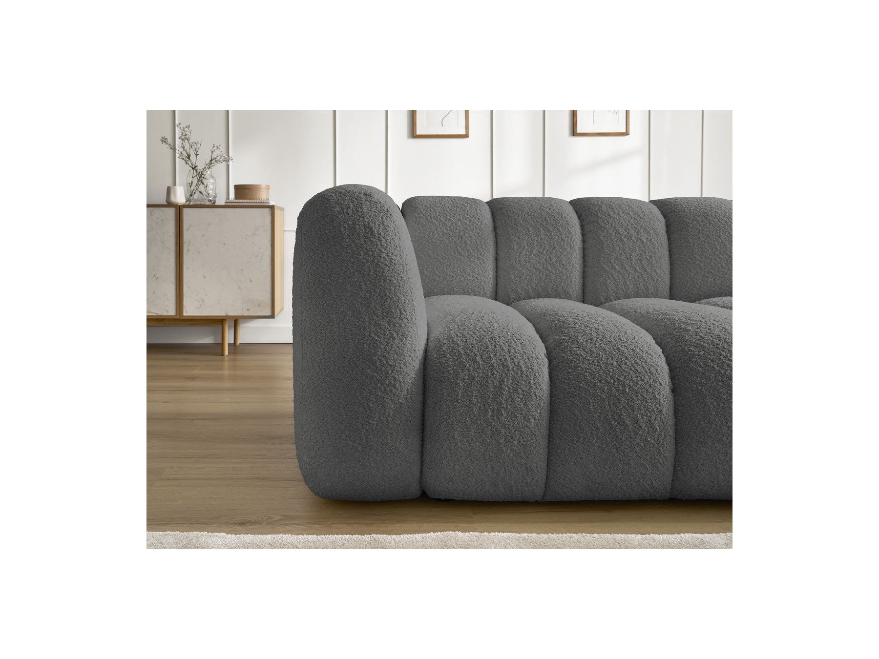 Talia - Fixed Corner Sofa - Bouclé Fabric - Right-Hand Corner