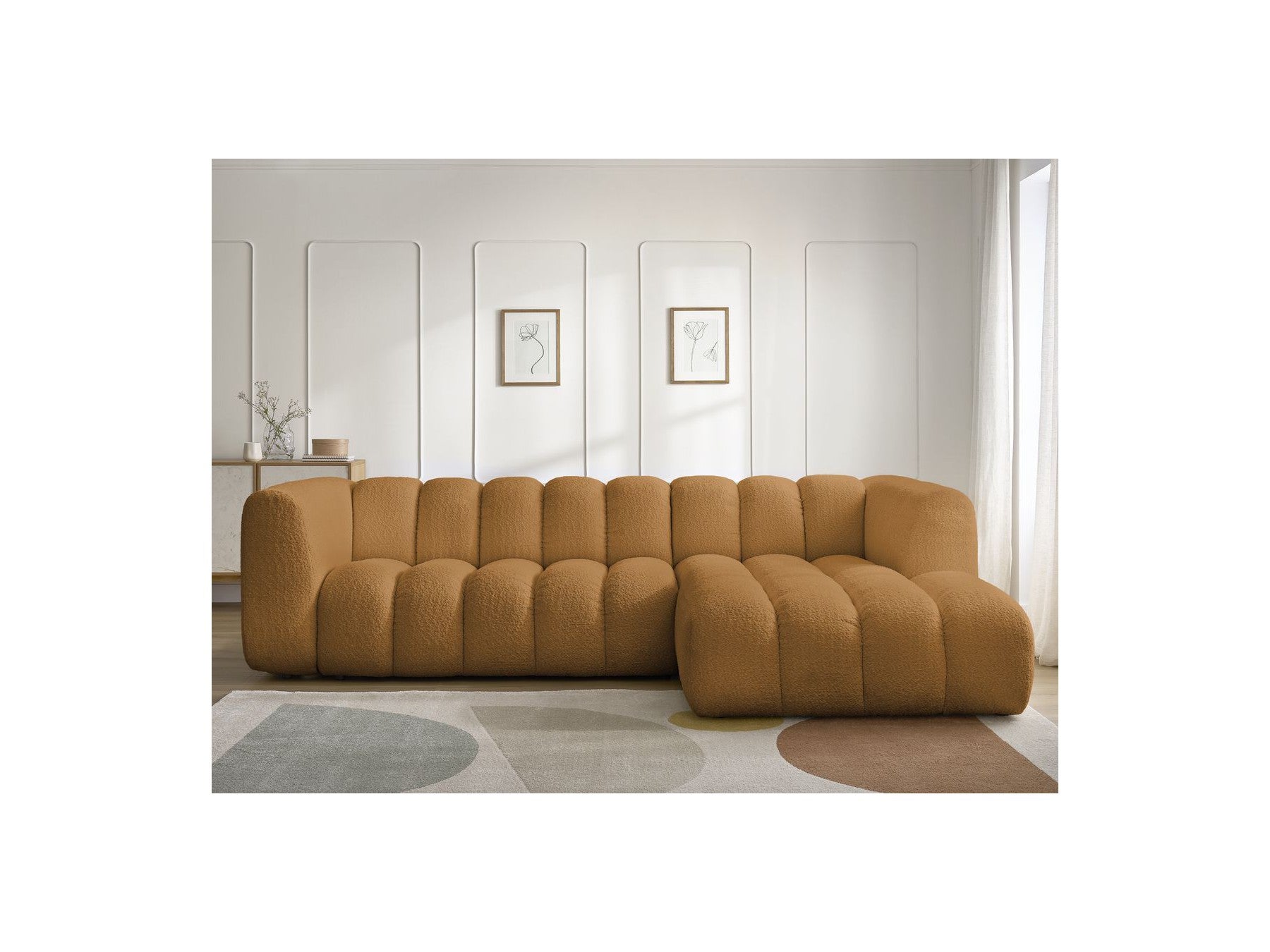 Talia - Fixed Corner Sofa - Bouclé Fabric - Right-Hand Corner