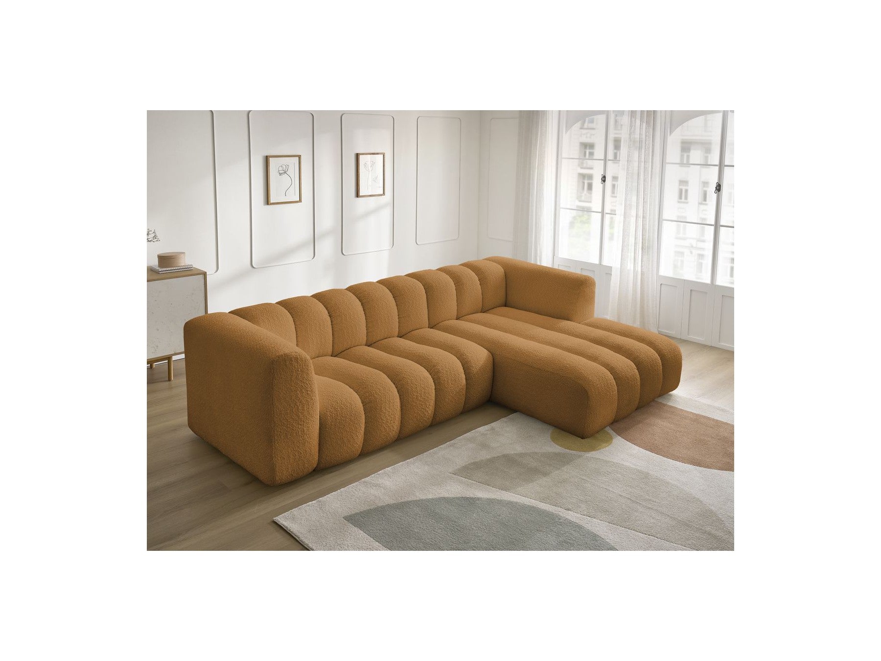 Talia - Fixed Corner Sofa - Bouclé Fabric - Right-Hand Corner