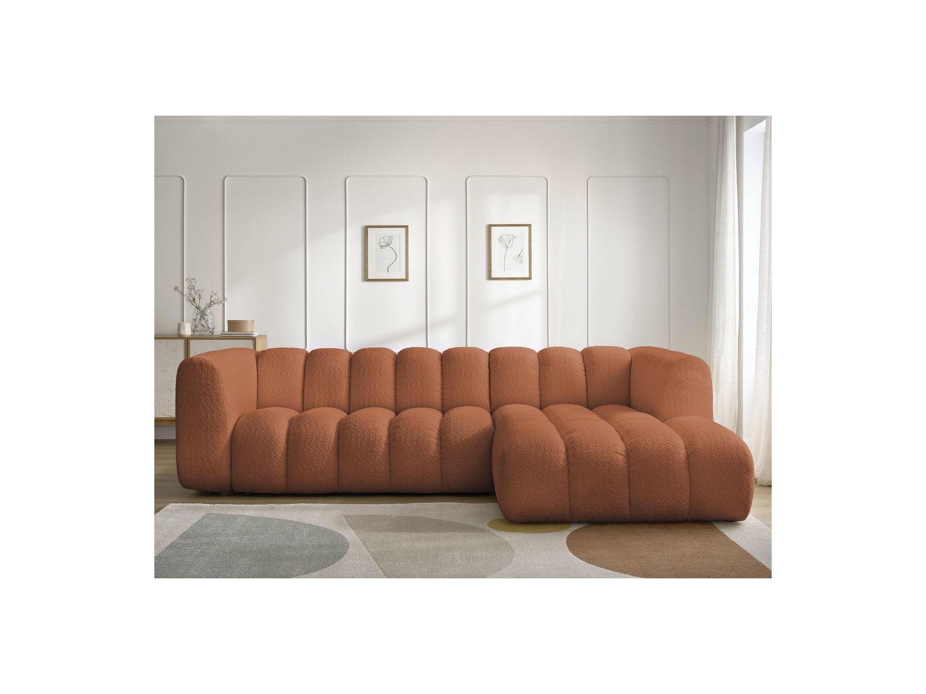 Talia - Fixed Corner Sofa - Bouclé Fabric - Right-Hand Corner