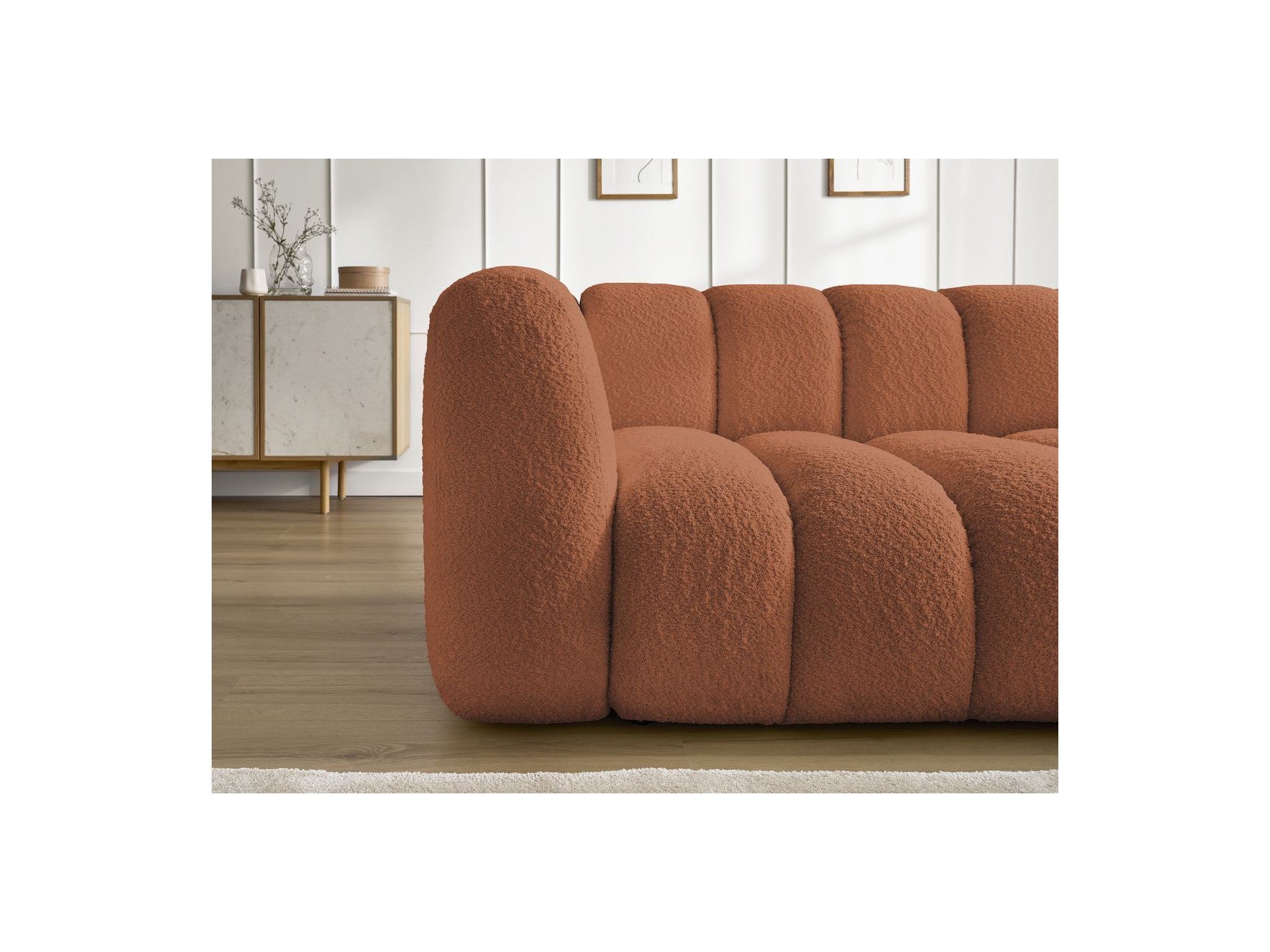 Talia - Fixed Corner Sofa - Bouclé Fabric - Right-Hand Corner