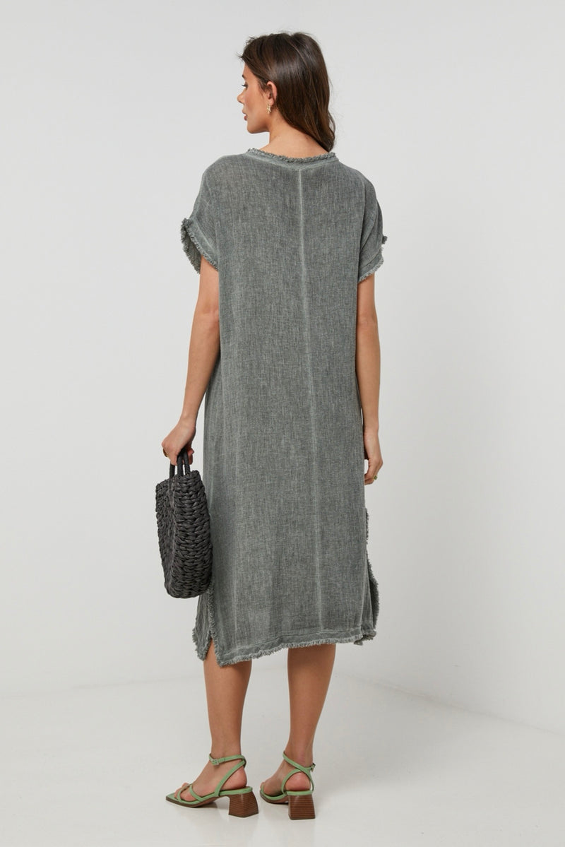 Autour Du Lin - Robe - Kaki - Femme