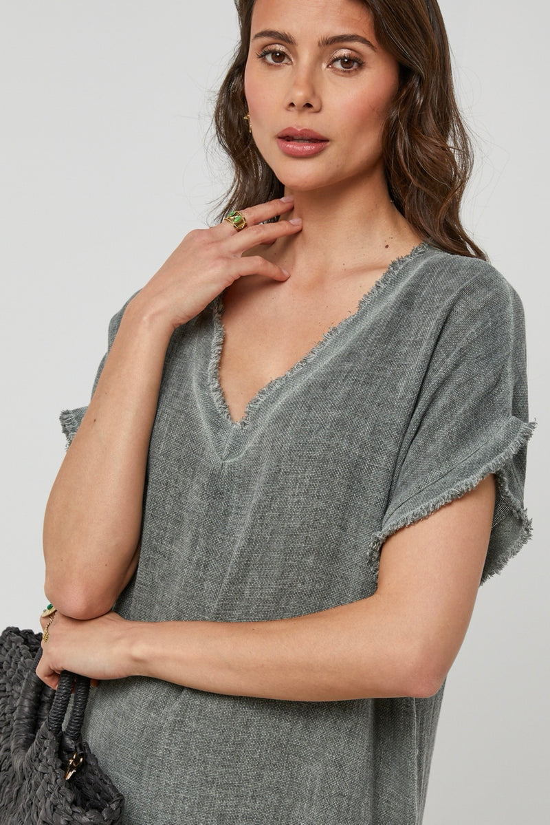 Autour Du Lin - Robe - Kaki - Femme