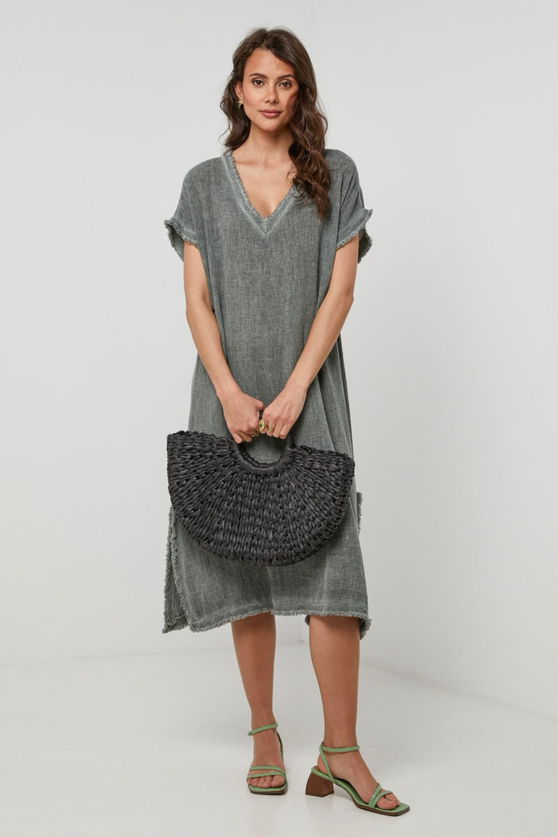 Autour Du Lin - Robe - Kaki - Femme