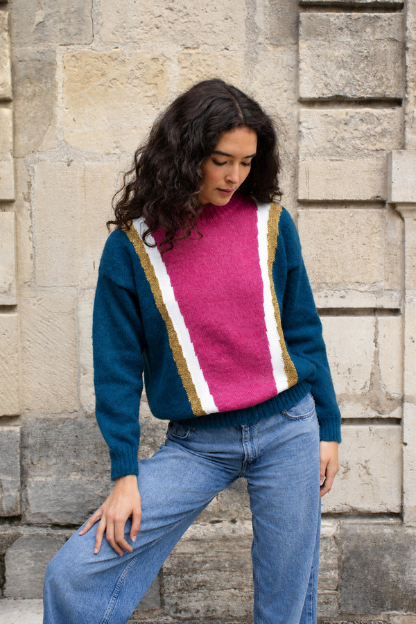 Pull Serena Mohair Pacifique Et Rose