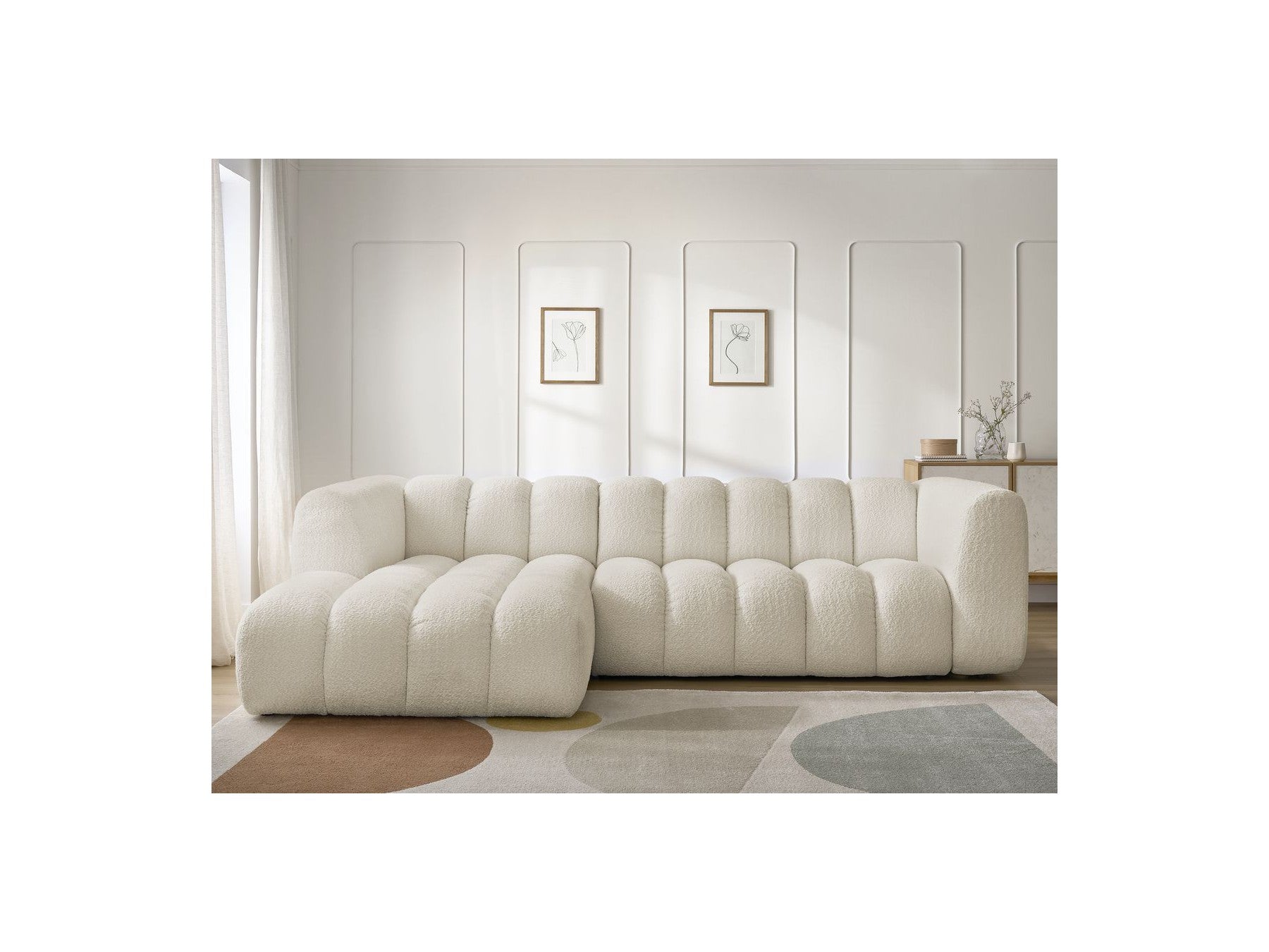Talia - Fixed Corner Sofa - Bouclé Fabric - Left Corner