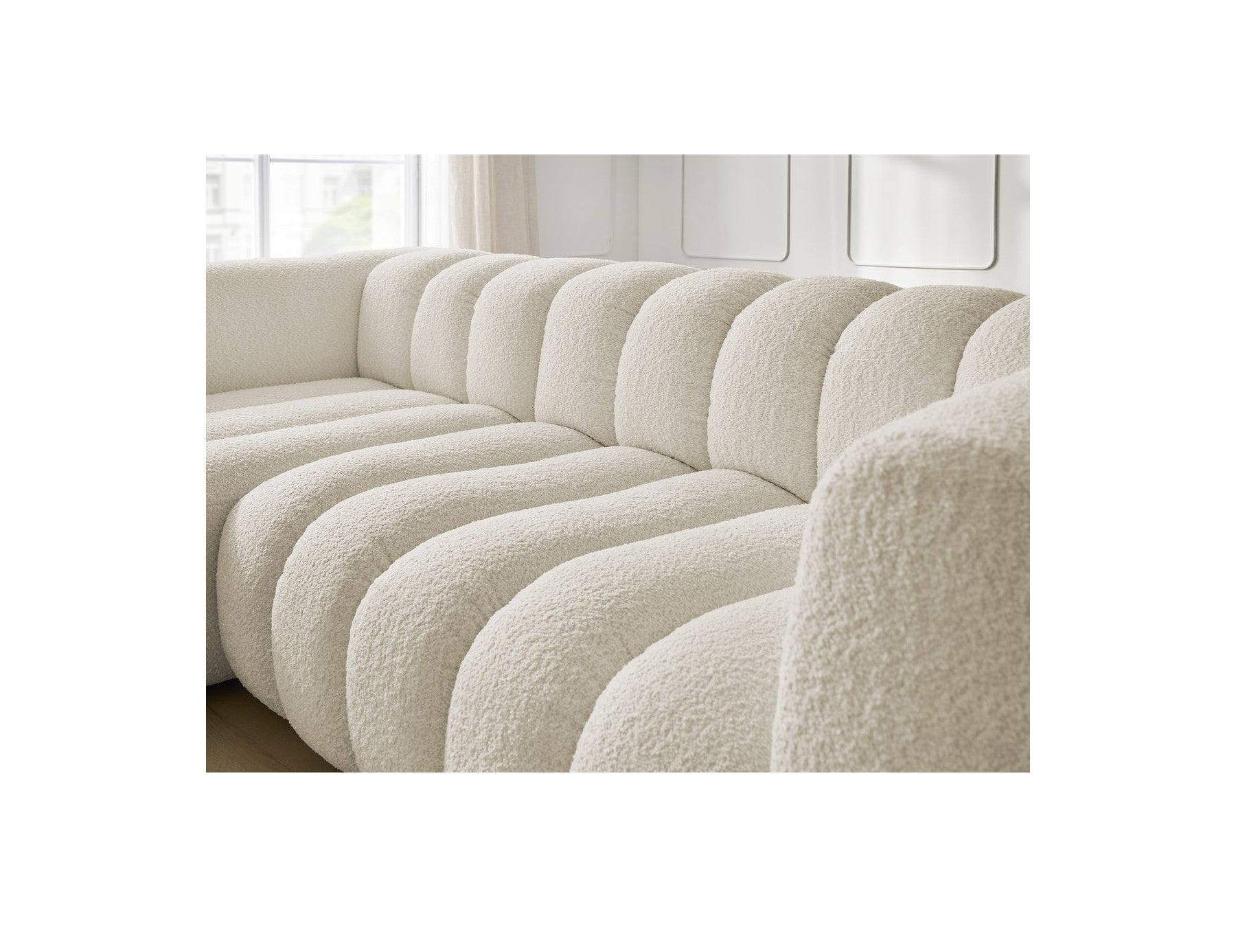 Talia - Fixed Corner Sofa - Bouclé Fabric - Left Corner