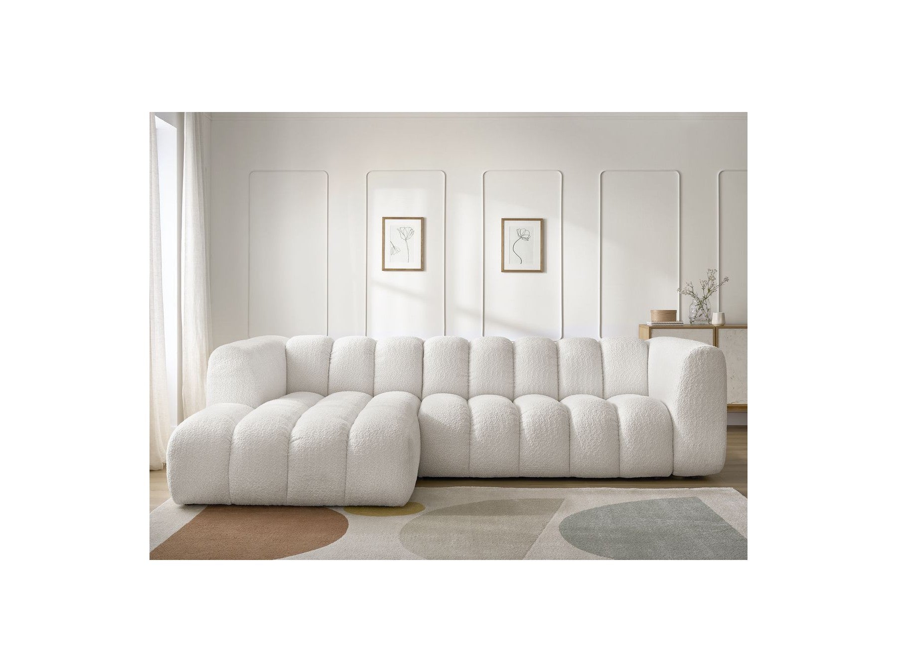 Talia - Fixed Corner Sofa - Bouclé Fabric - Left Corner