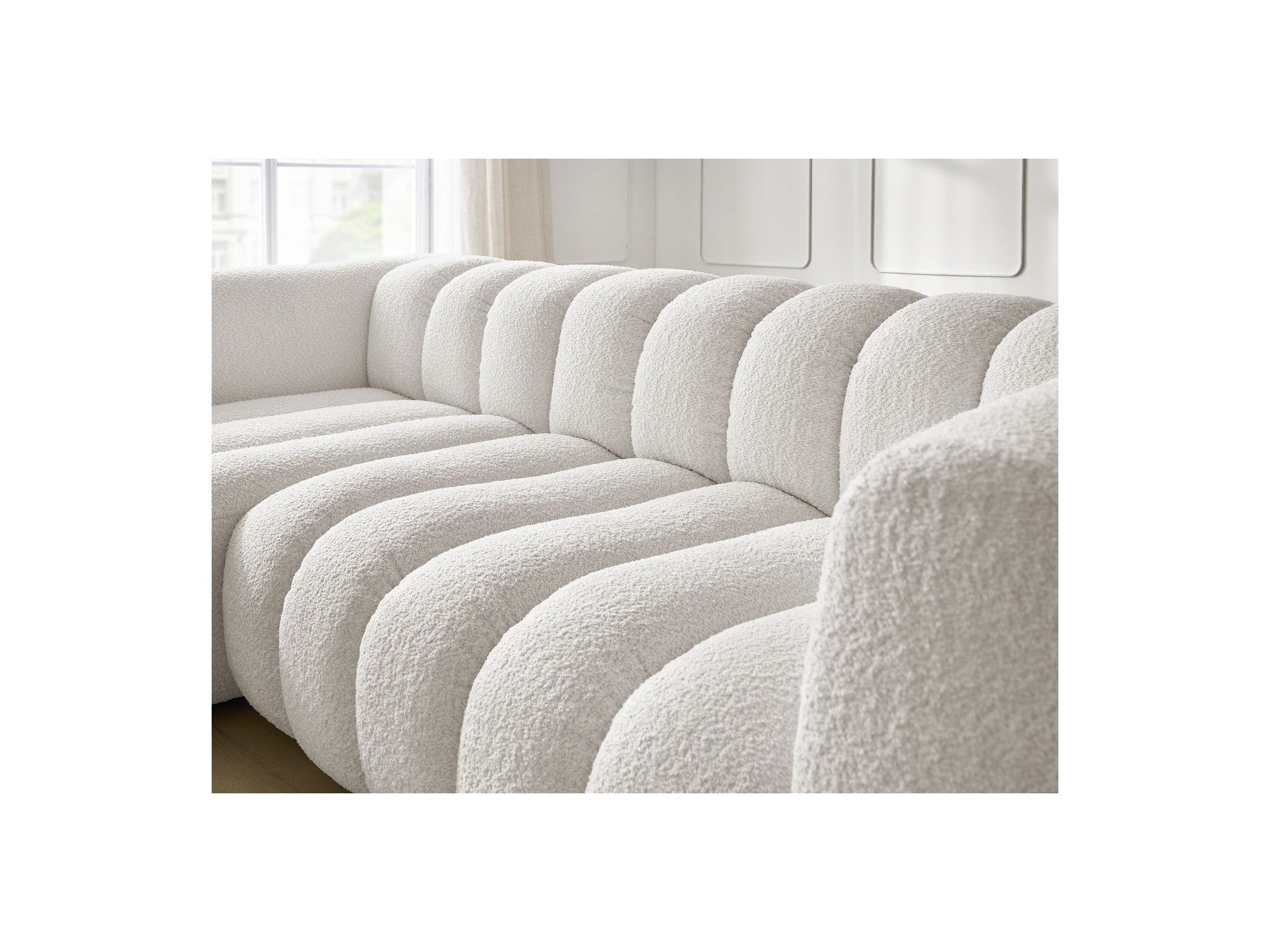 Talia - Fixed Corner Sofa - Bouclé Fabric - Left Corner