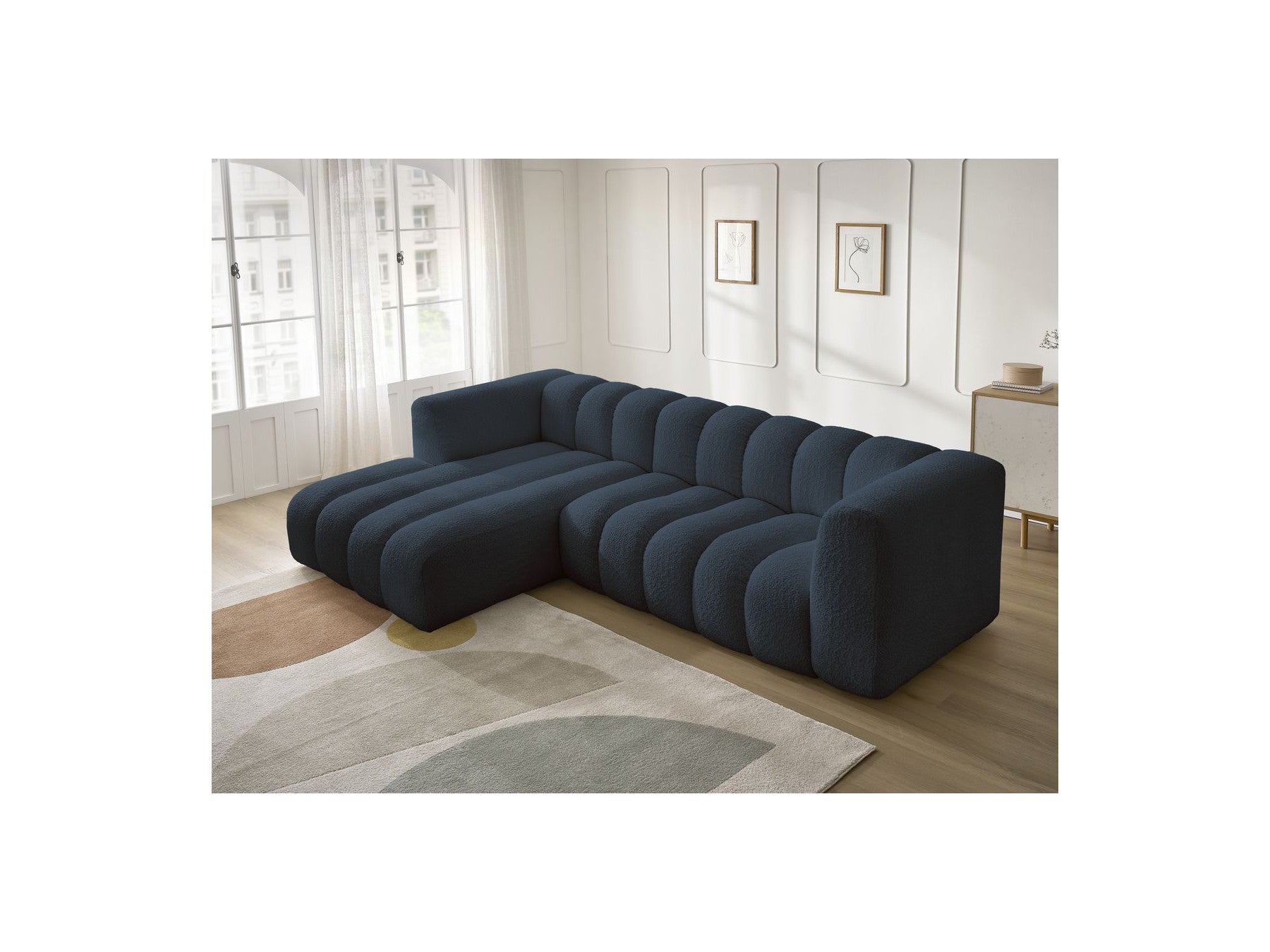 Talia - Fixed Corner Sofa - Bouclé Fabric - Left Corner