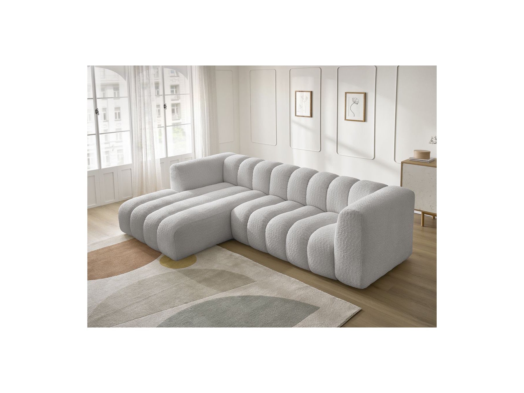 Talia - Fixed Corner Sofa - Bouclé Fabric - Left Corner