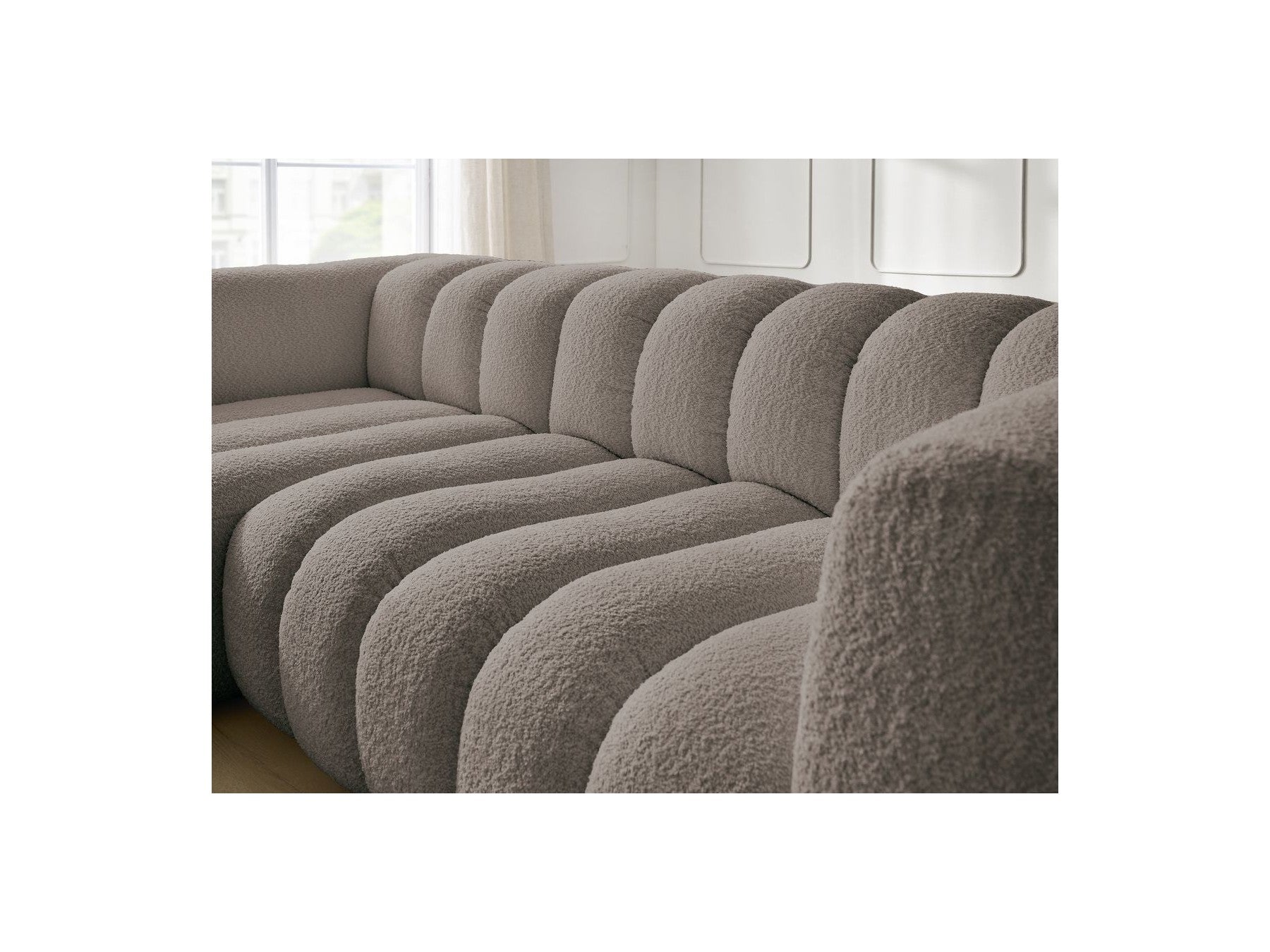 Talia - Fixed Corner Sofa - Bouclé Fabric - Left Corner