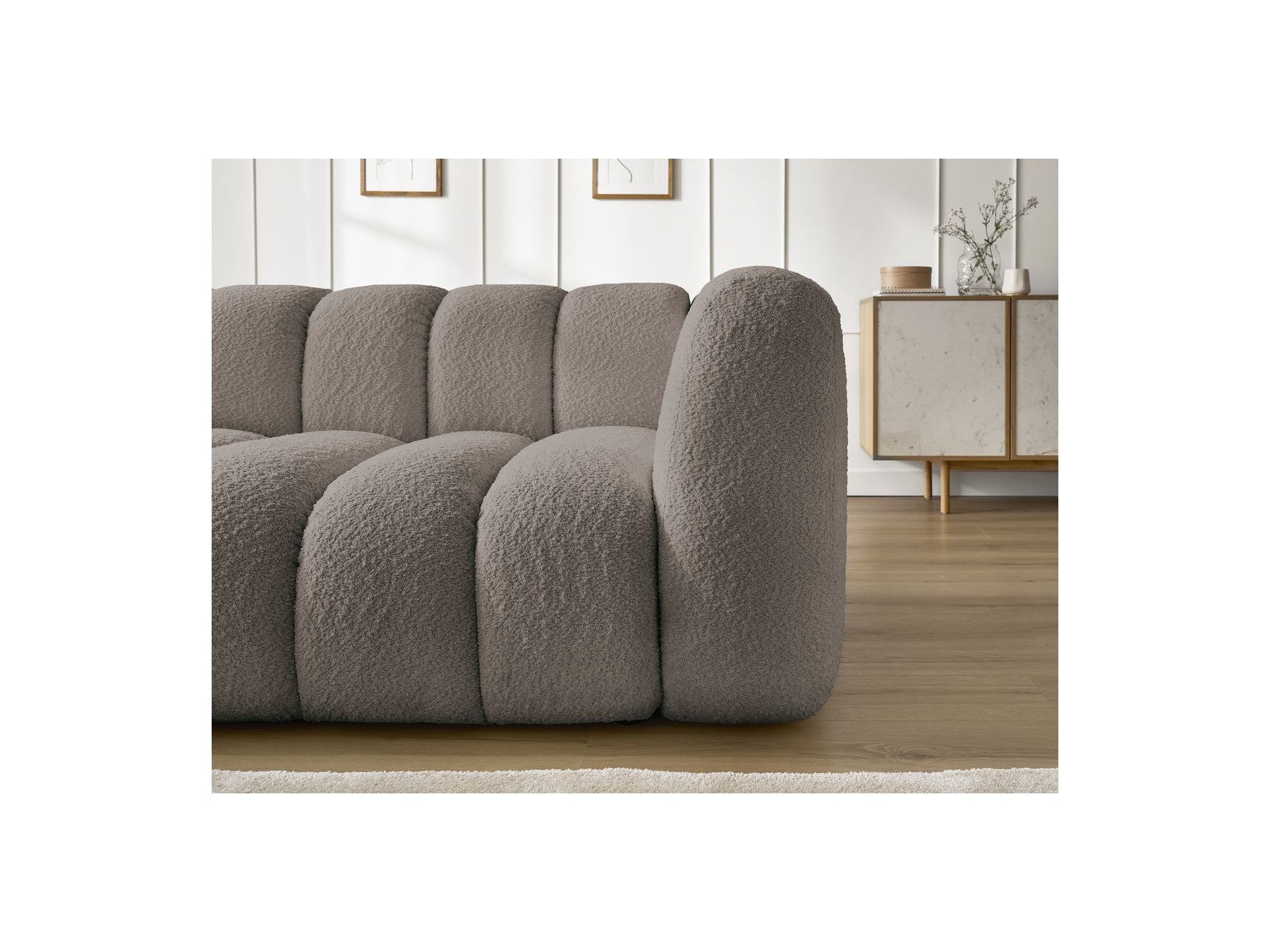Talia - Fixed Corner Sofa - Bouclé Fabric - Left Corner