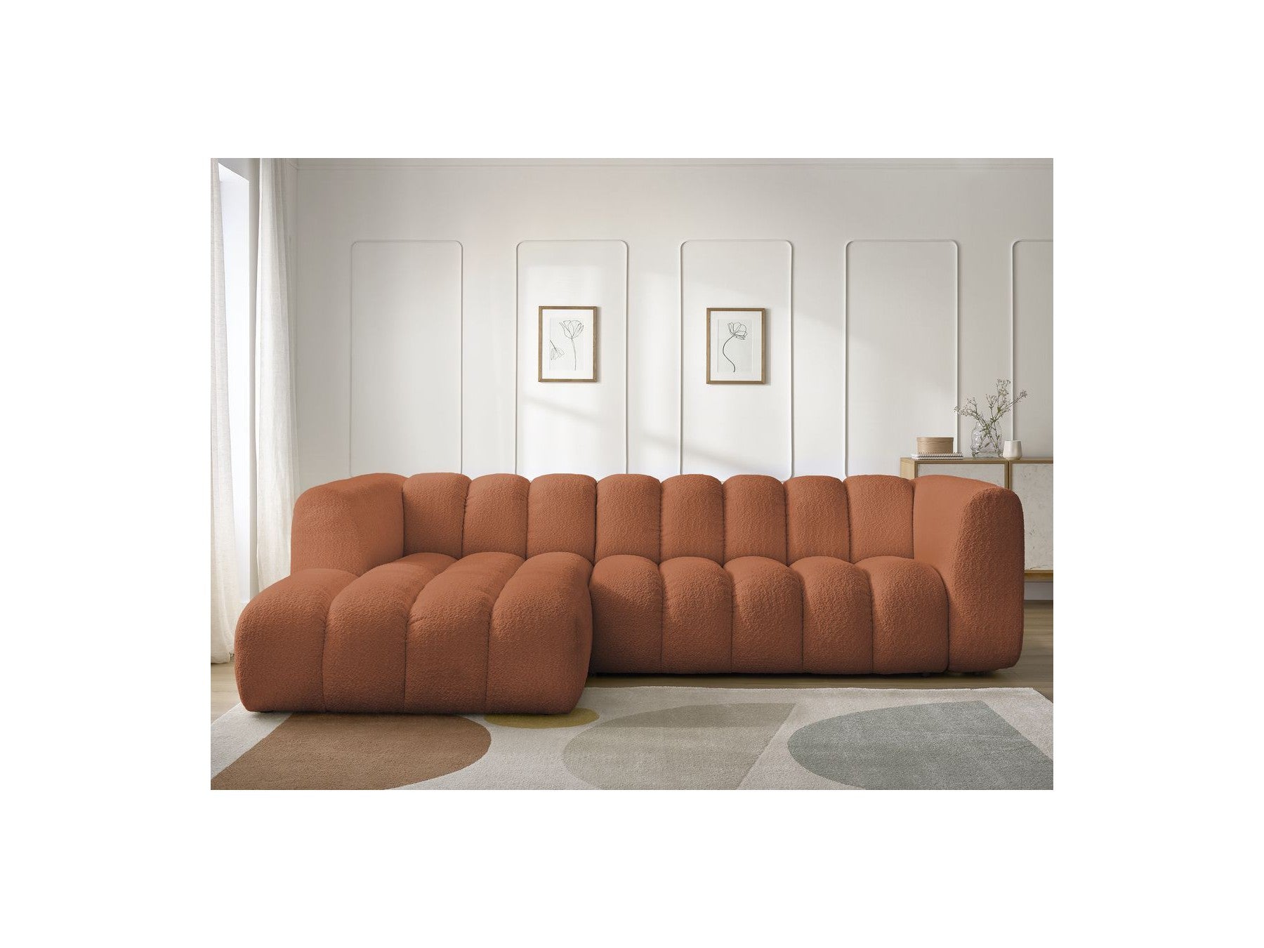 Talia - Fixed Corner Sofa - Bouclé Fabric - Left Corner
