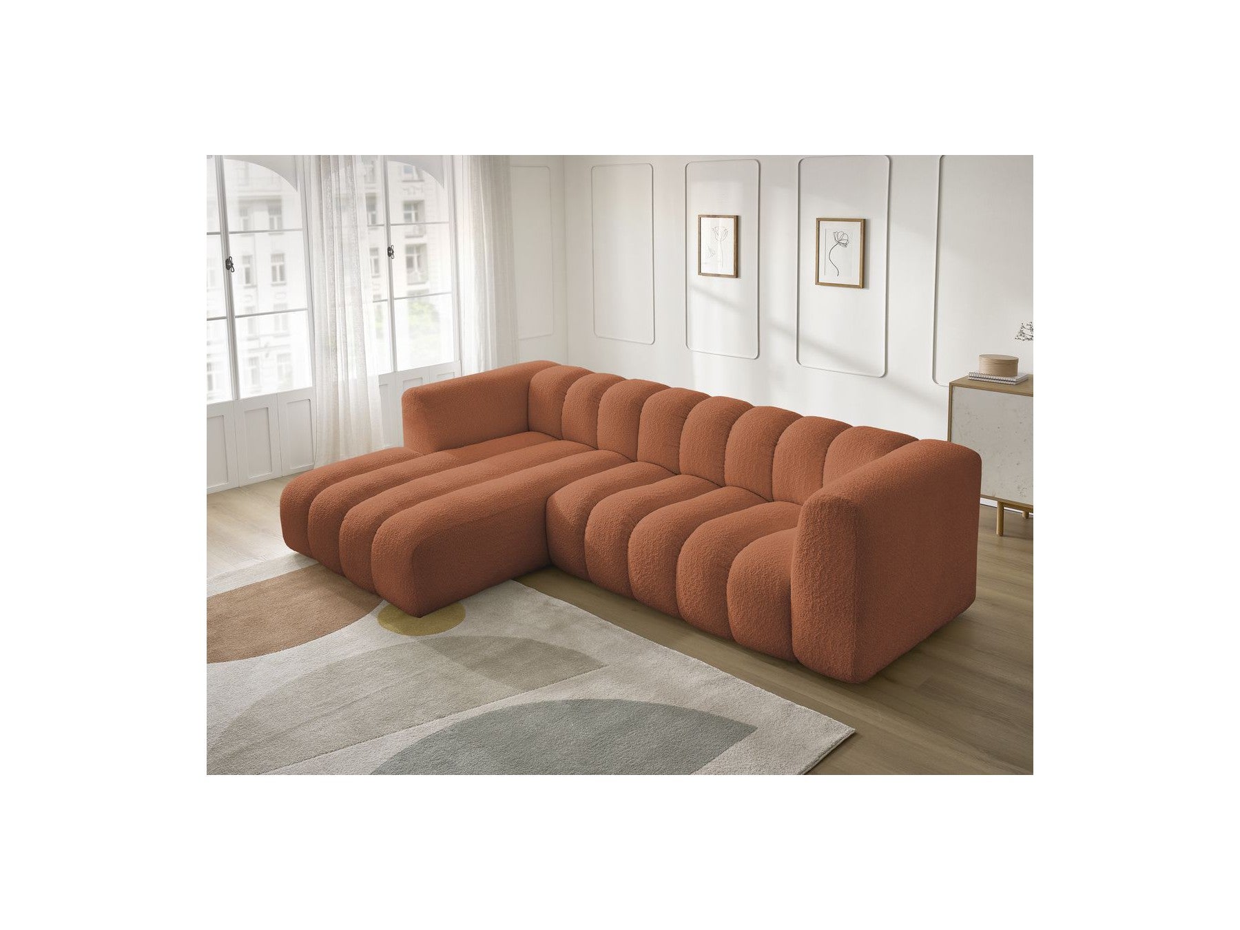 Talia - Fixed Corner Sofa - Bouclé Fabric - Left Corner