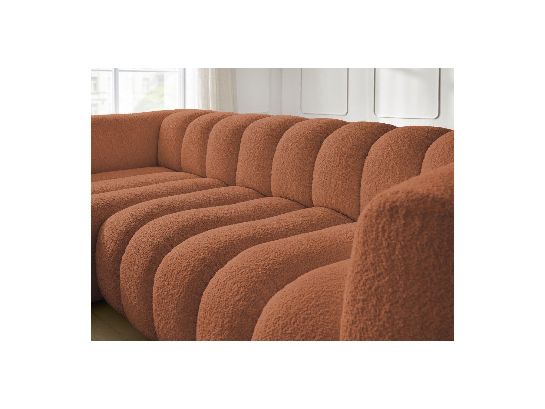 Talia - Fixed Corner Sofa - Bouclé Fabric - Left Corner