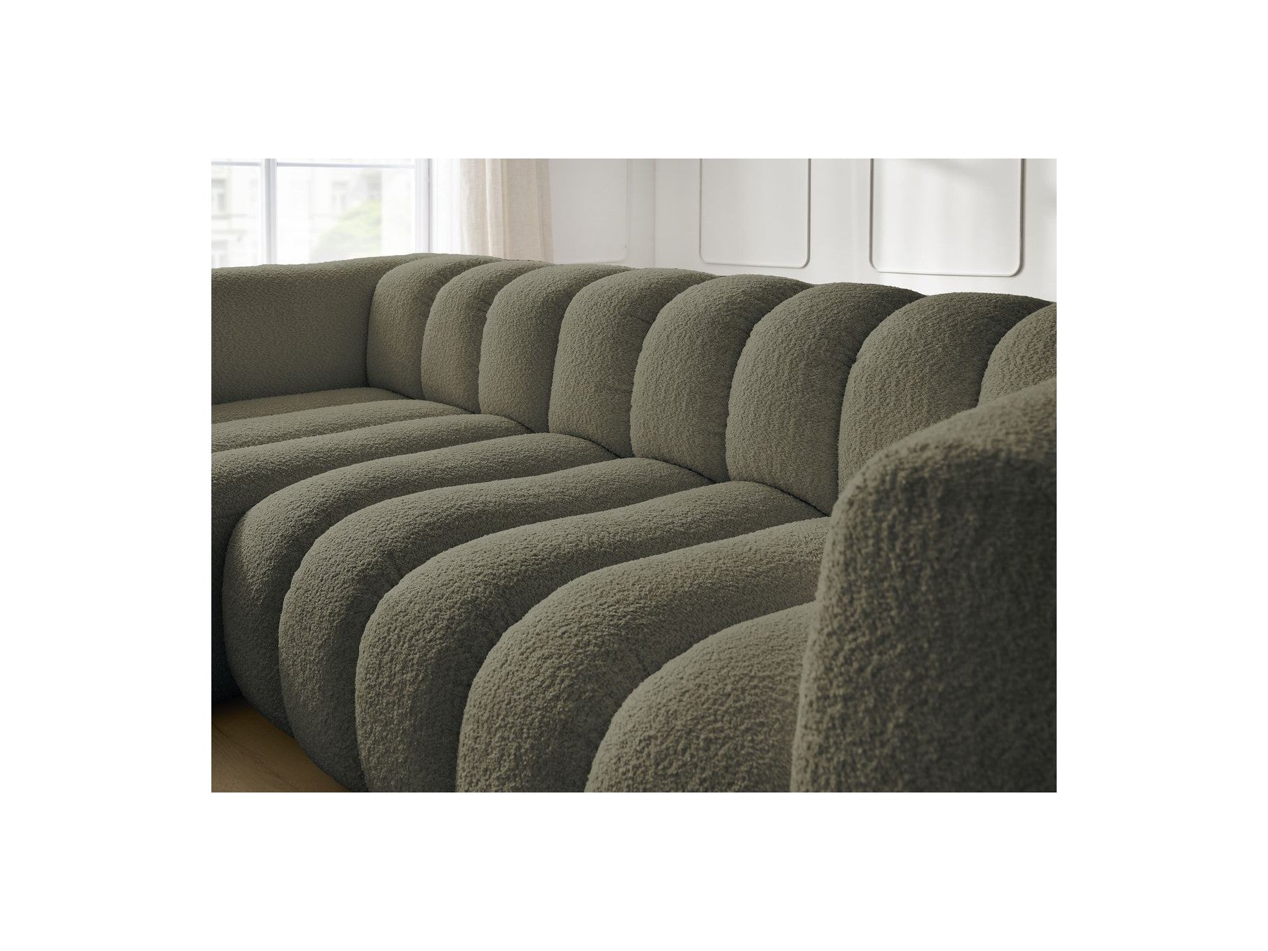 Talia - Fixed Corner Sofa - Bouclé Fabric - Left Corner