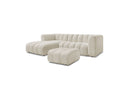 Canapé D'Angle Fixe - Talia - Tissu Bouclette Avec Pouf - Angle Gauche