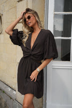 Enola Short Dress - Chocolate