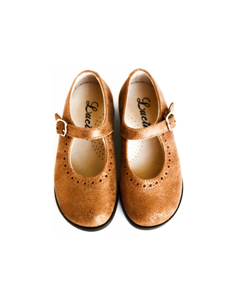 Louise Durable Girls' Shoes with Buckle - Iridescent Camel Leather - Girls