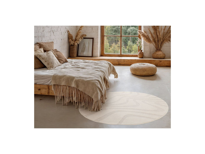 Tapis Poils Ras Softera Motif Abstrait - Beige