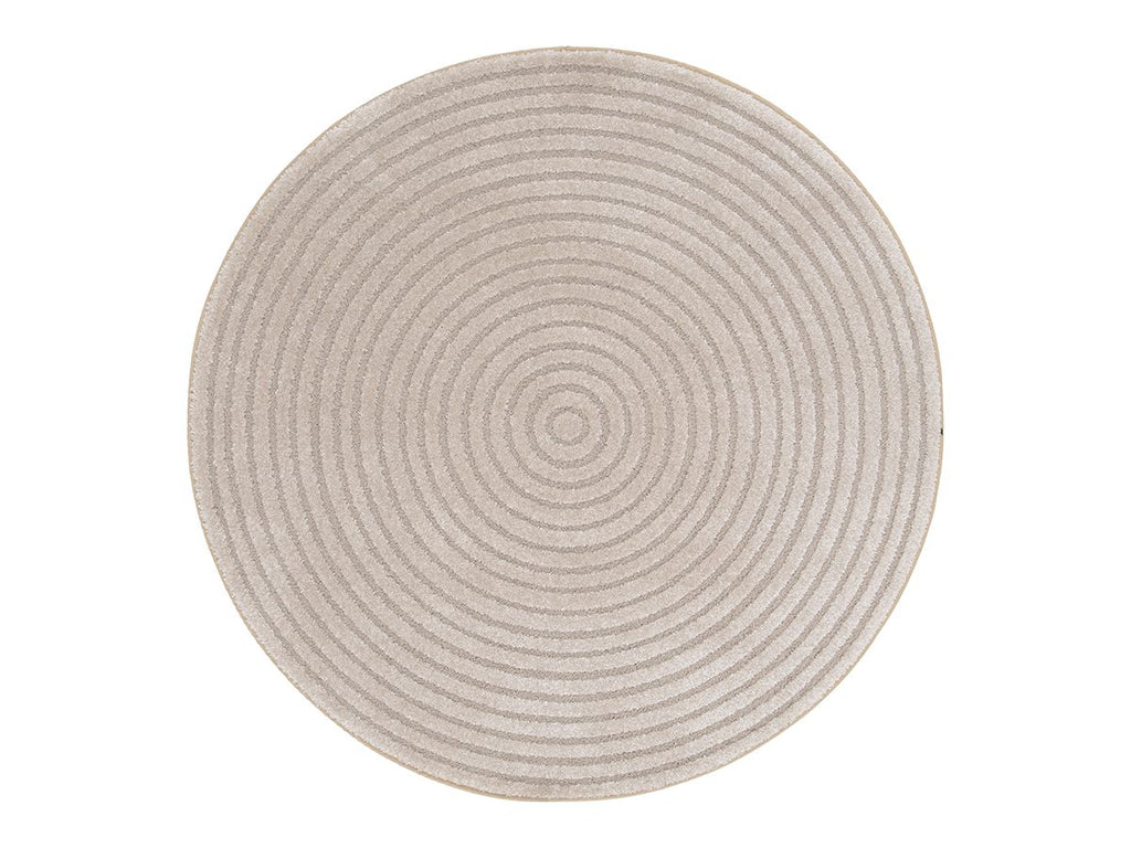Ondelia - Alfombra redonda de pelo corto - Motivo geométrico - Beige