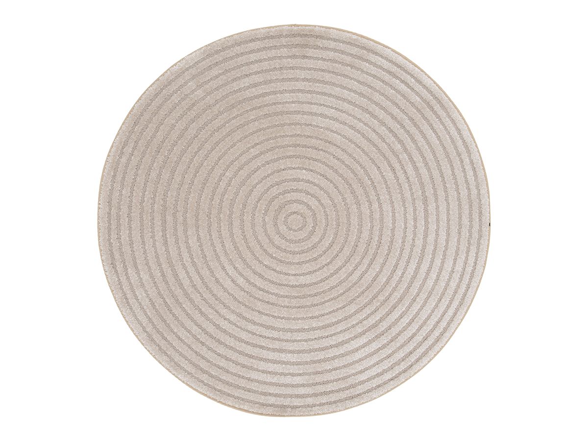 Ondelia - Alfombra redonda de pelo corto - Motivo geométrico - Beige