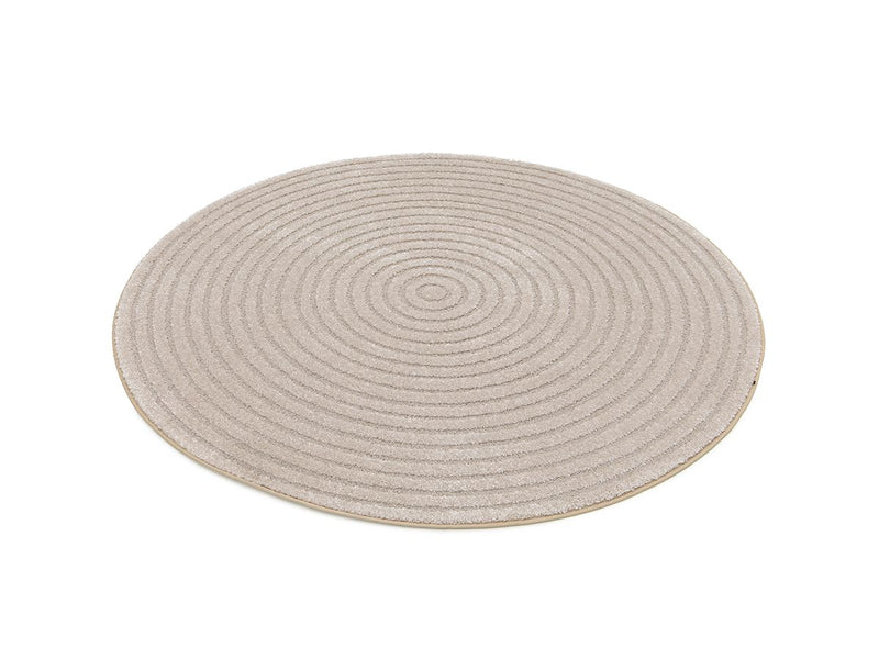 Alfombra Redonda de Pelo Corto - Ondelia - Estampado Geométrico - Beige