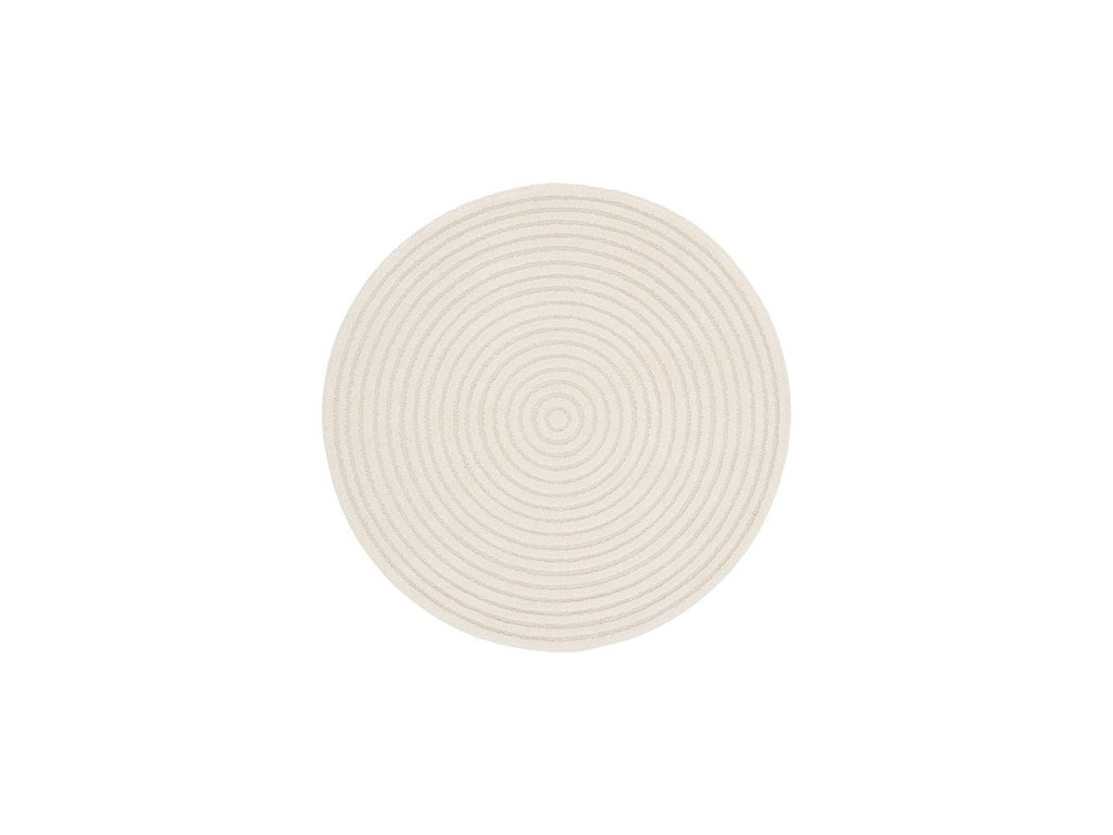 Ondelia - Round Low-Pile Rug - Geometric Pattern - Cream