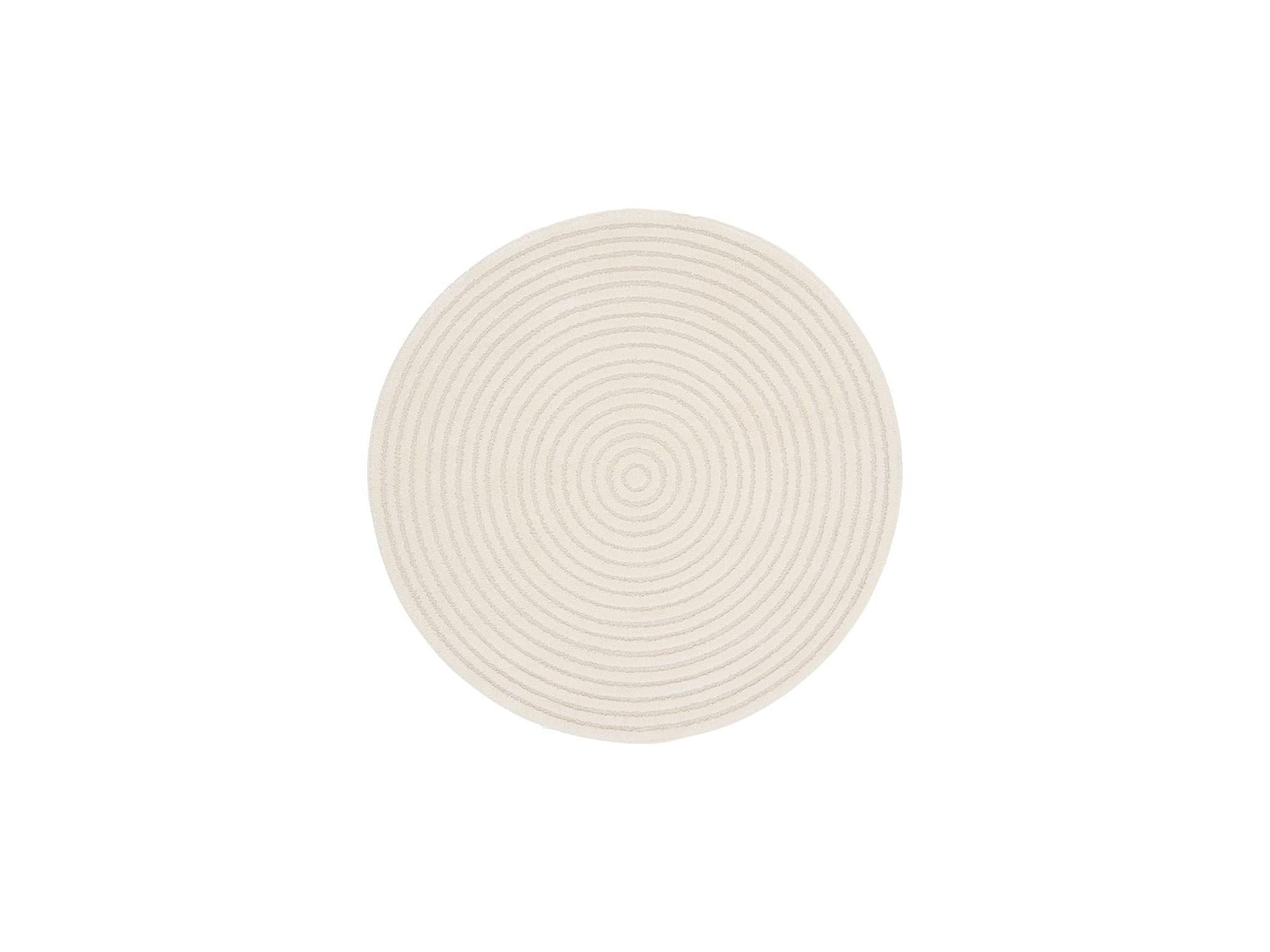 Ondelia - Round Low-Pile Rug - Geometric Pattern - Cream