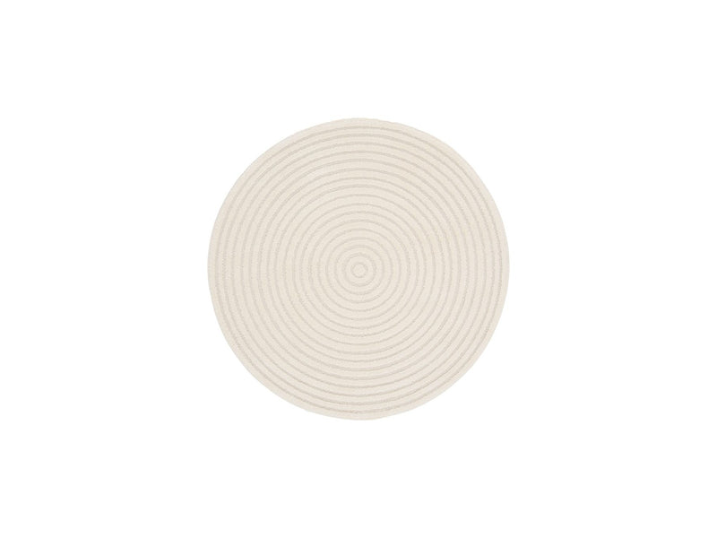 Tapis Rond Poils Ras Ondelia Motif Géométrique - Beige