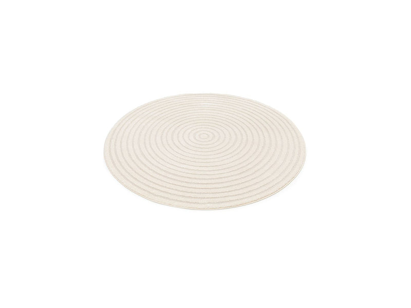 Tapis Rond Poils Ras Ondelia Motif Géométrique - Beige