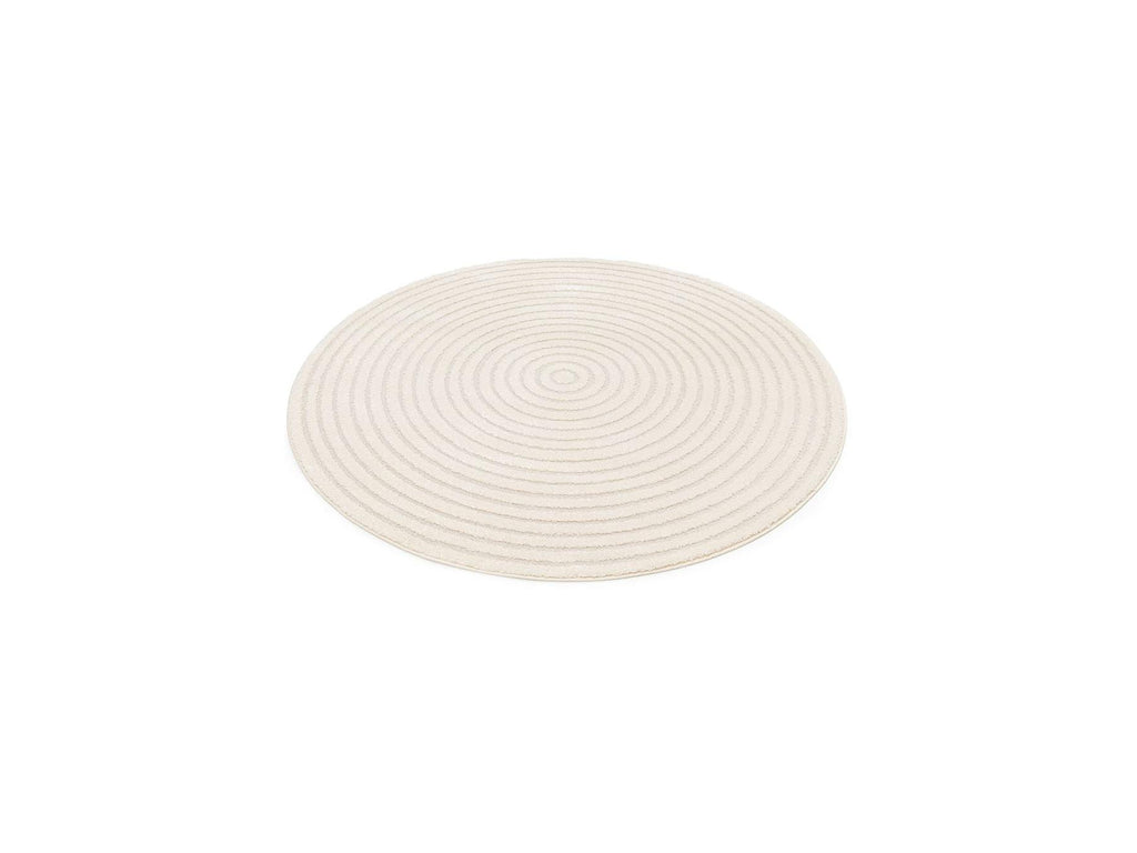 Ondelia - Round Low-Pile Rug - Geometric Pattern - Cream